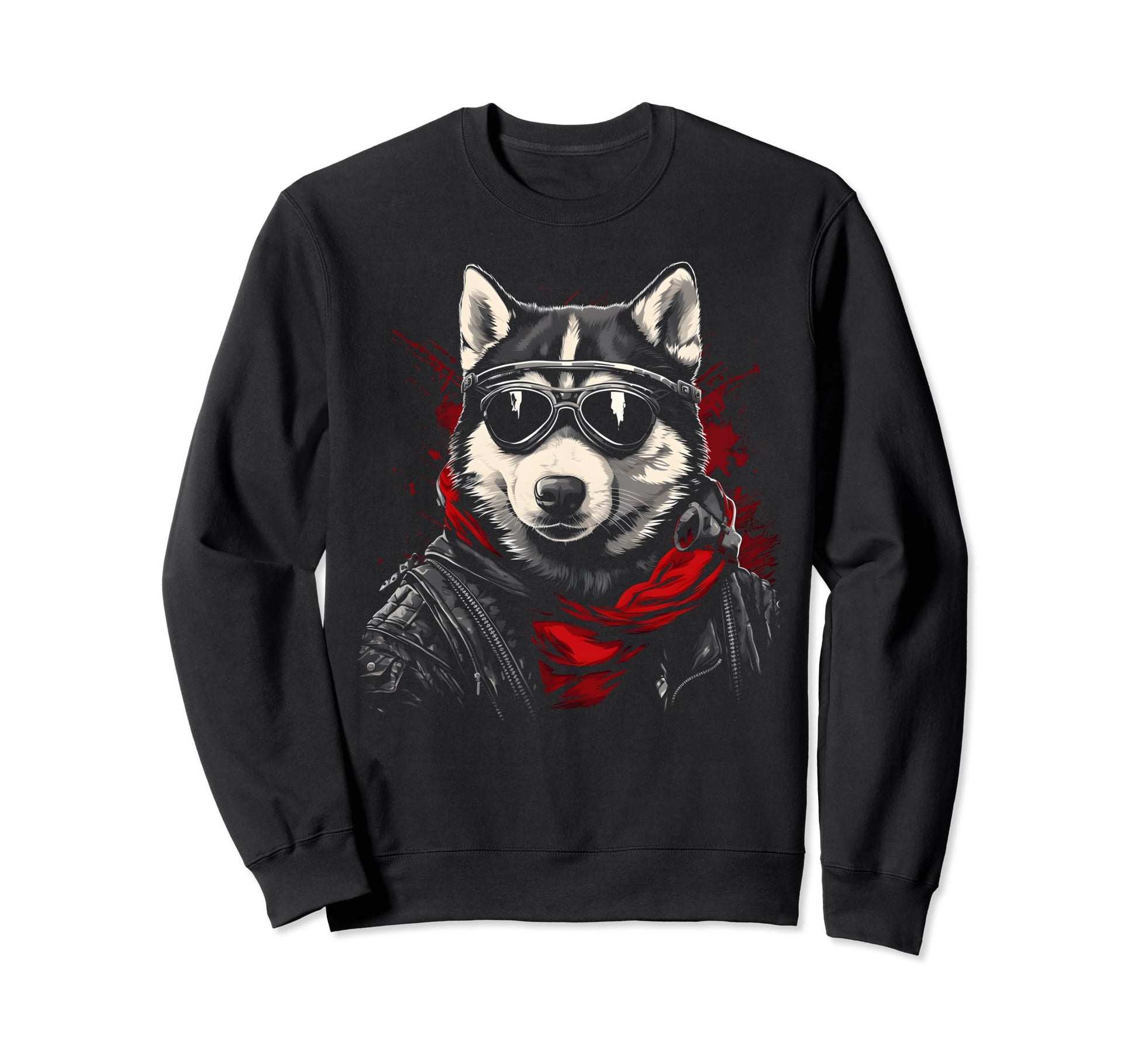 Motorcycle Dad Biker Dog Funny Siberian Sweatshirt - Trendy Graphic Unisex - T-Shirt, Sweatshirt, Hoodie