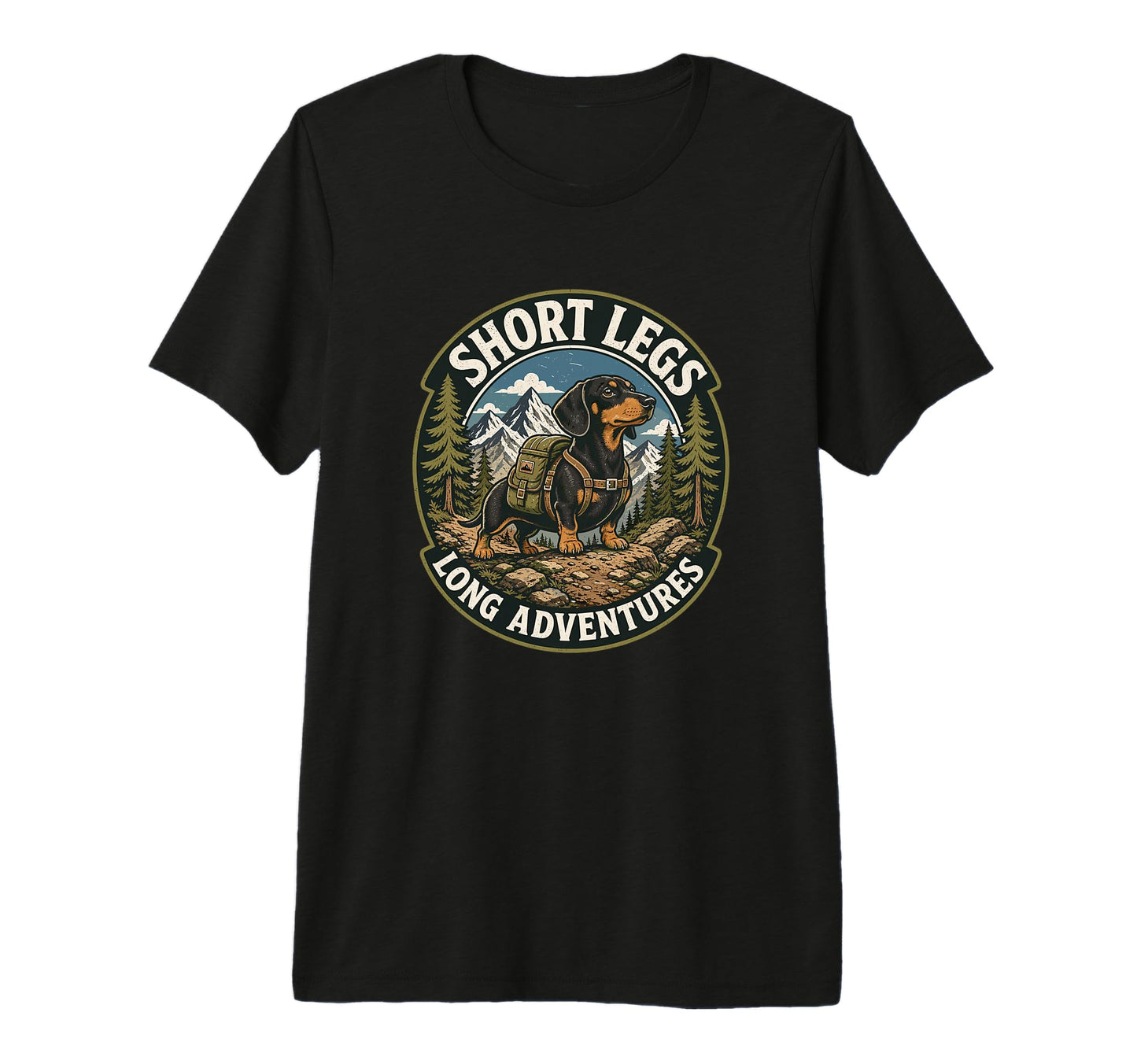 Short Legs Long Adventures Dachshund T-Shirt - Novelty Apparel for Adults - T-Shirt, Sweatshirt, Hoodie