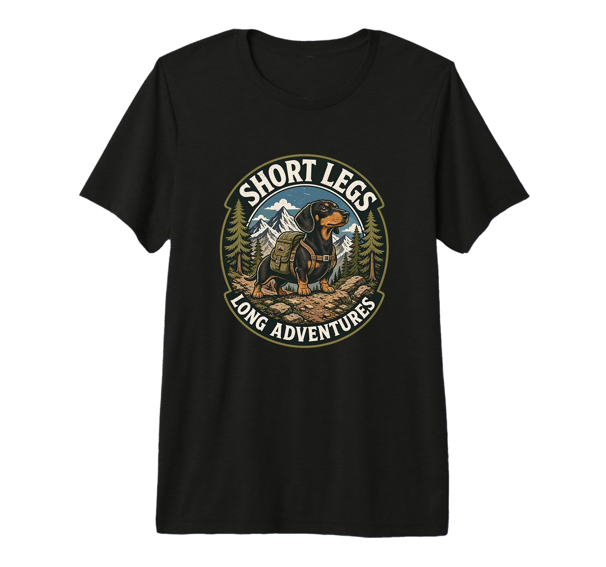 Short Legs Long Adventures Dachshund T-Shirt - Novelty Apparel for Adults - T-Shirt, Sweatshirt, Hoodie