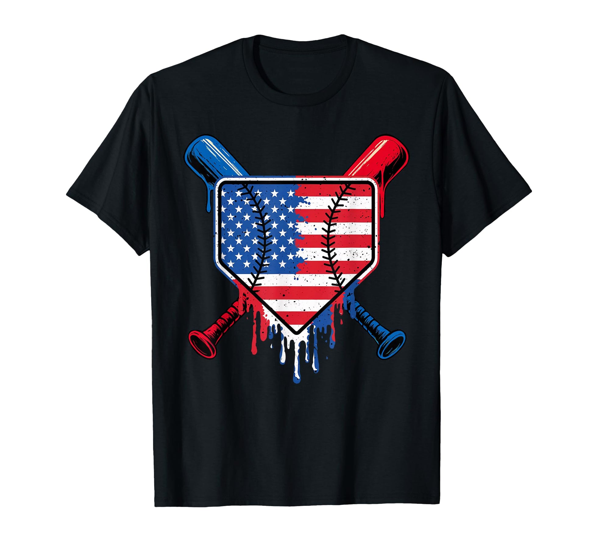 Baseball Drip Ice Cream Patriotic T-Shirt - Minimalist Print Men Women - T-Shirt, Sweatshirt, Hoodie