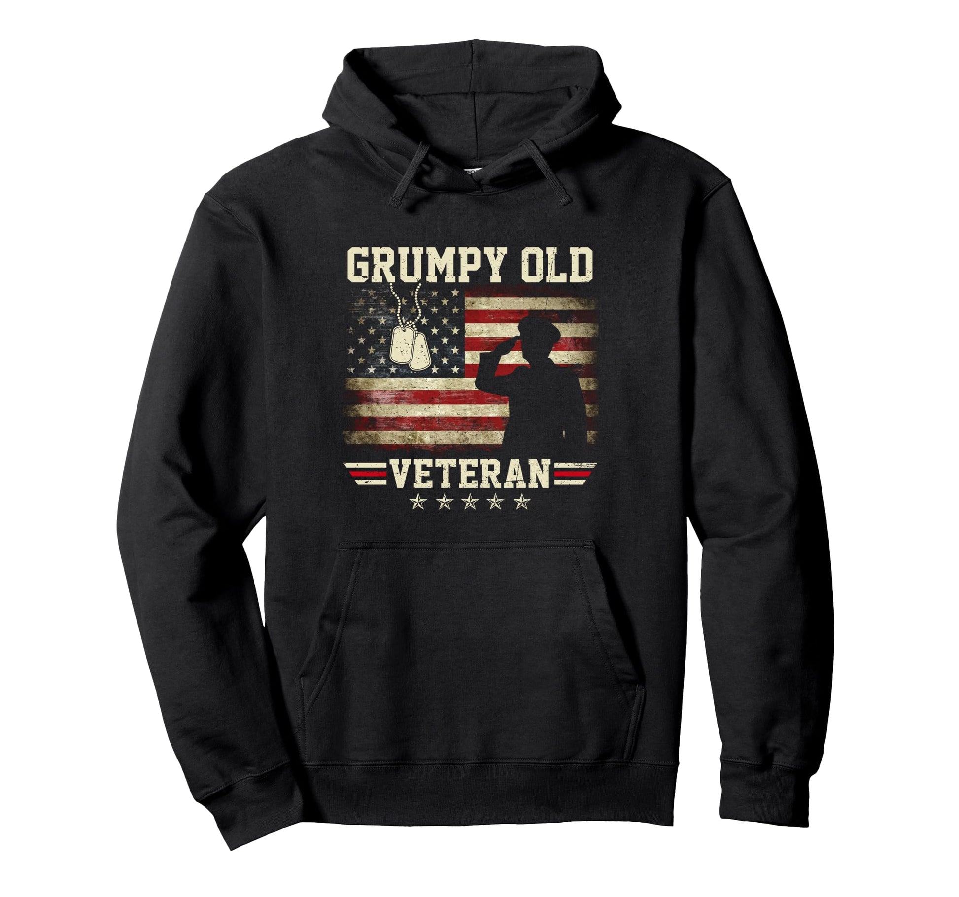 Patriotic Grumpy Old Veteran Distressed Hoodie - Minimalist Print Unisex - T-Shirt, Sweatshirt, Hoodie