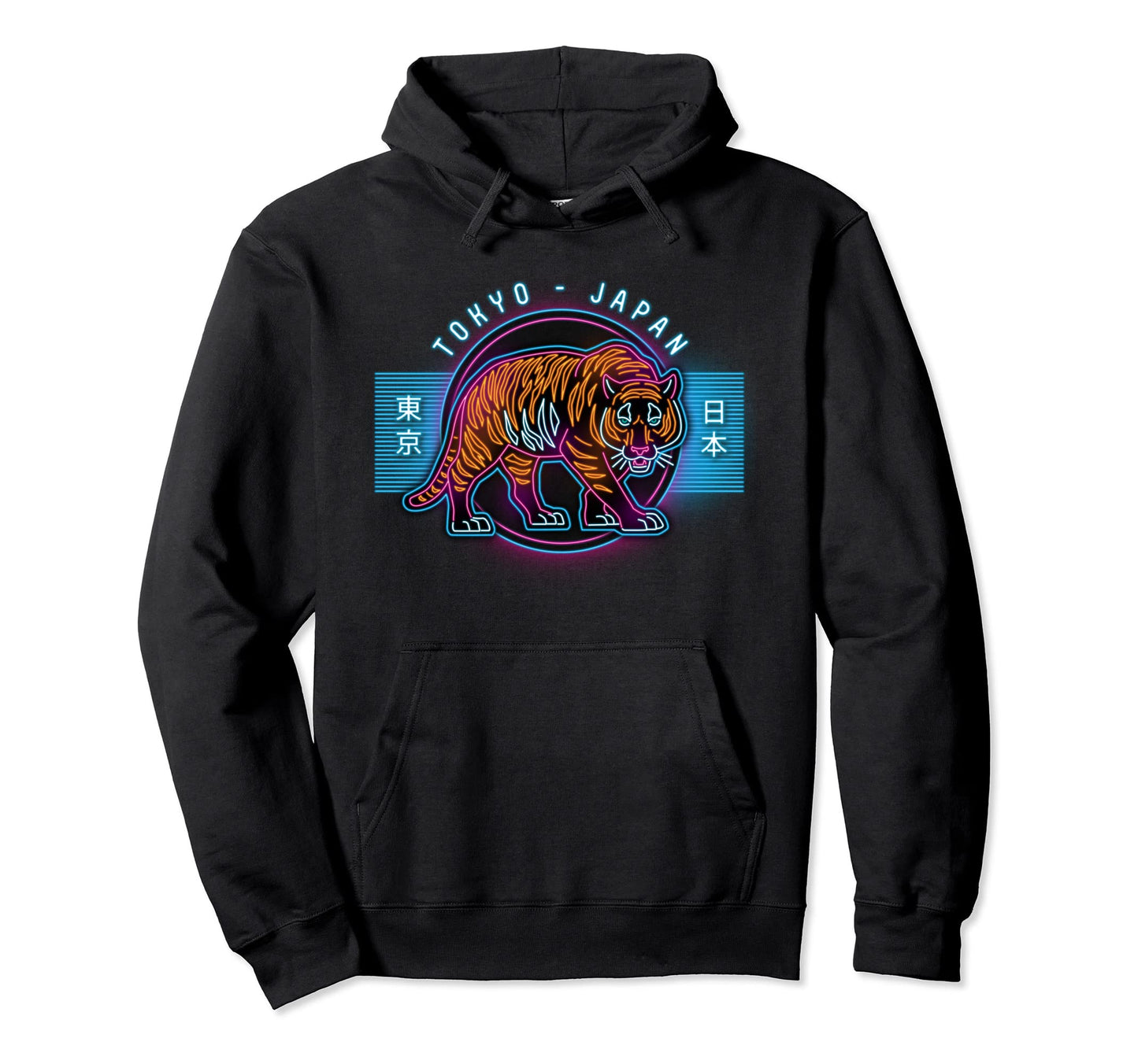 Japanese Neon Sign 80S Tiger Chinese Hoodie - Unique Graphic Men Women - T-Shirt, Sweatshirt, Hoodie