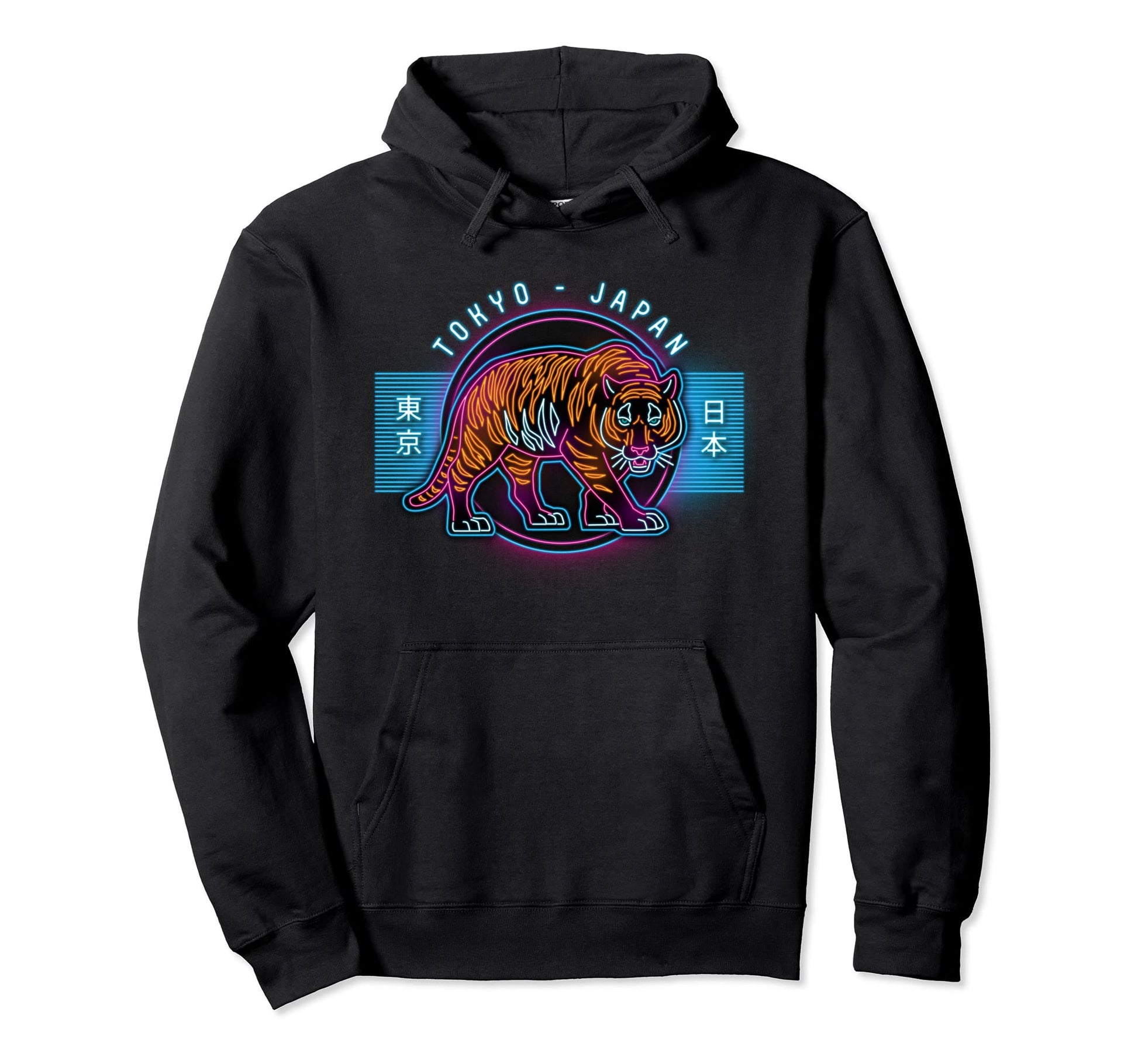 Japanese Neon Sign 80S Tiger Chinese Hoodie - Unique Graphic Men Women - T-Shirt, Sweatshirt, Hoodie