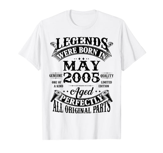 21St Birthday Gift Legend Born May 2005 T-Shirt - Graphic Print Men Women - T-Shirt, Sweatshirt, Hoodie