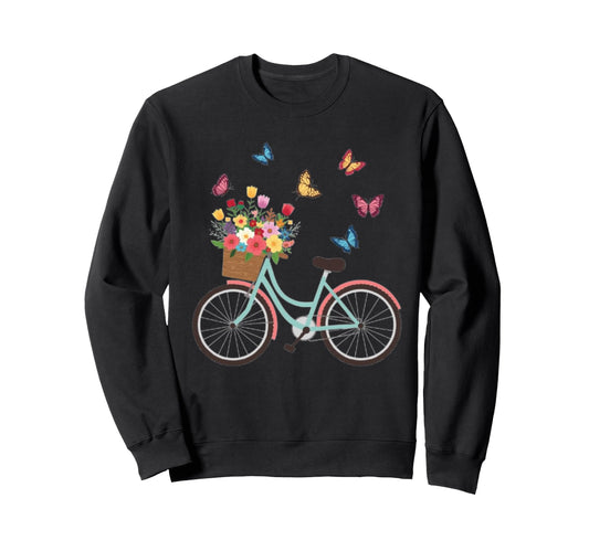 Butterflies Flying Around Bike Funny Sweatshirt - Unique Graphic Unisex - T-Shirt, Sweatshirt, Hoodie