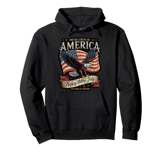 250 Year American Flag Mens Hoodie - Fun Novelty Design for Adults - T-Shirt, Sweatshirt, Hoodie