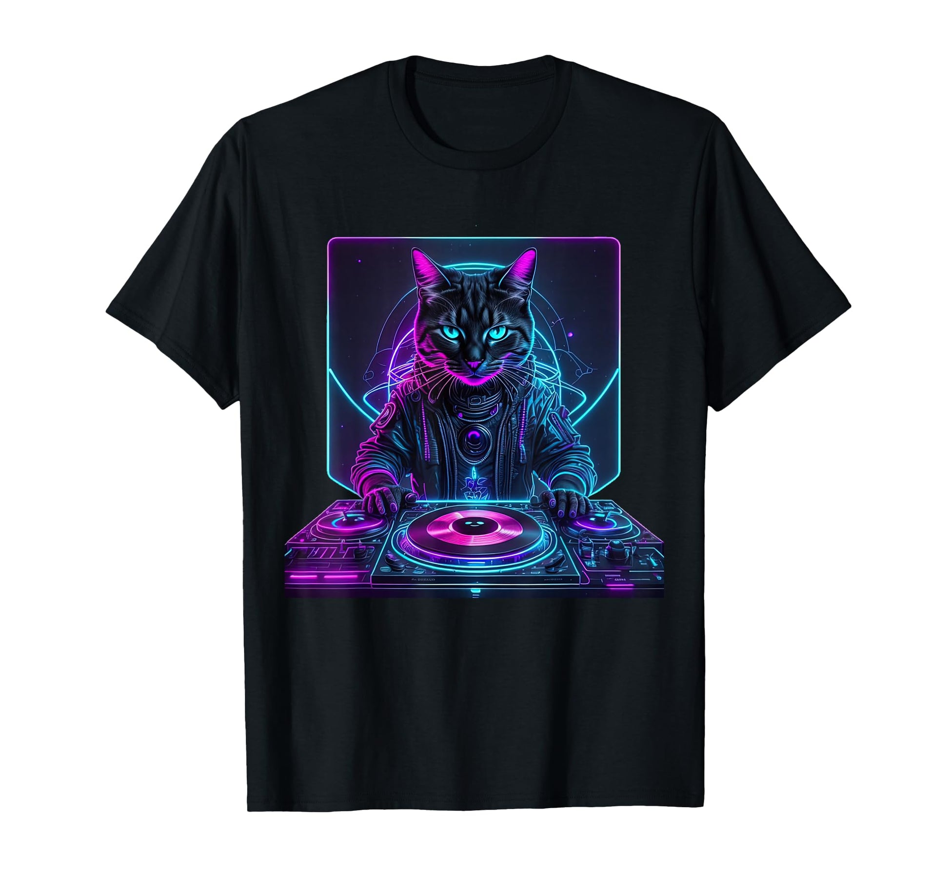 Dj Cat Funny House Meow Music Party T-Shirt - Minimalist Print Men Women - T-Shirt, Sweatshirt, Hoodie