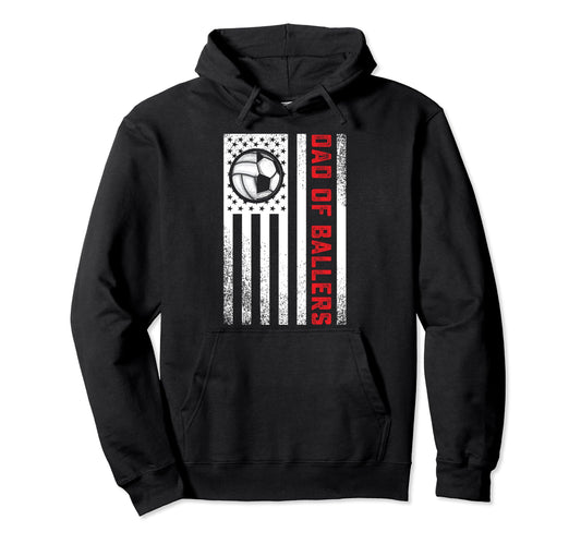 American Flag Dad Ballers Volleyball Hoodie - Graphic Print for Adults - T-Shirt, Sweatshirt, Hoodie
