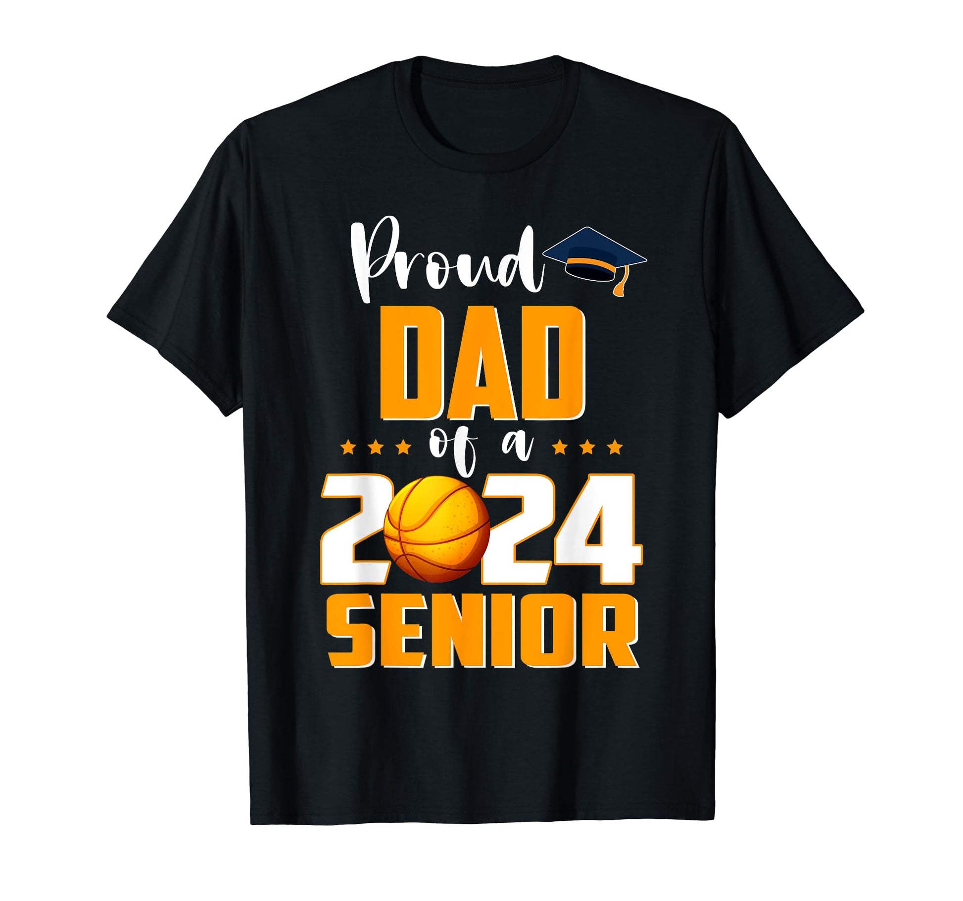 Proud Dad 2024 Senior Basketball T-Shirt - Minimalist Print Men Women - T-Shirt, Sweatshirt, Hoodie