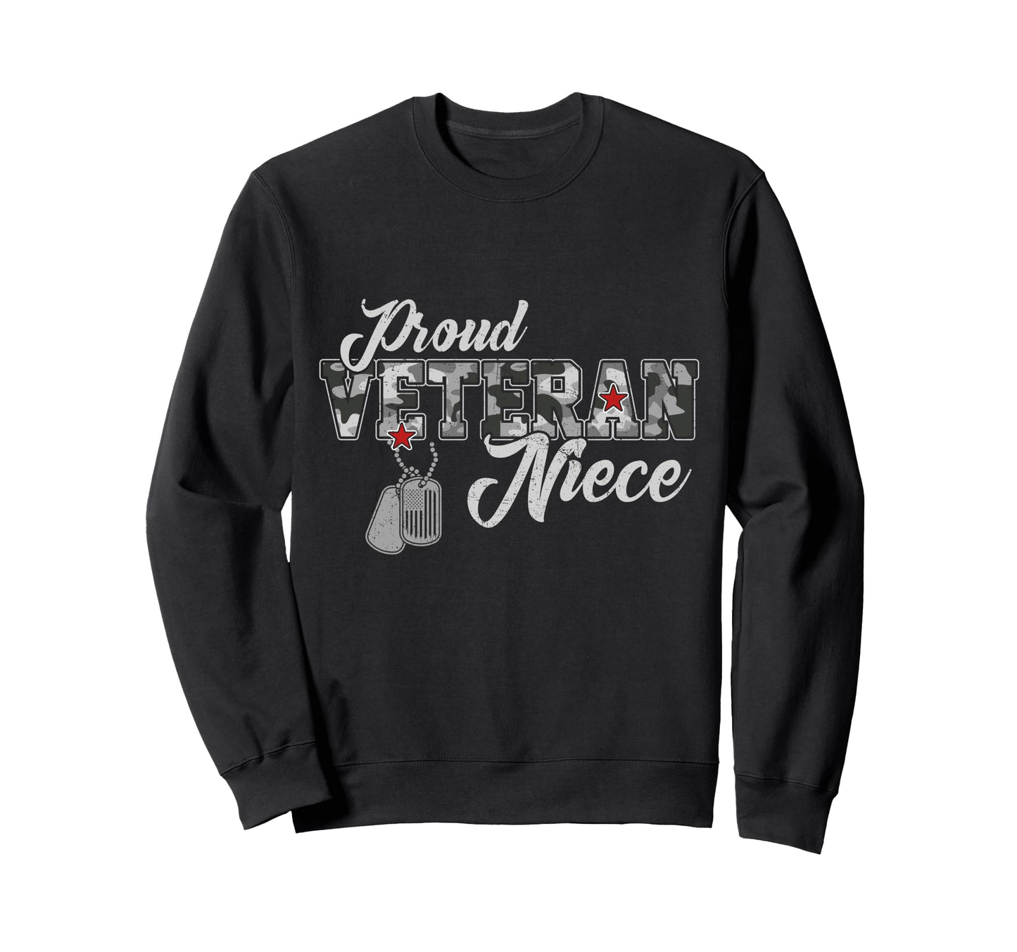 Proud Veteran Niece Camouflage Flag Sweatshirt - Unique Graphic for Adults - T-Shirt, Sweatshirt, Hoodie