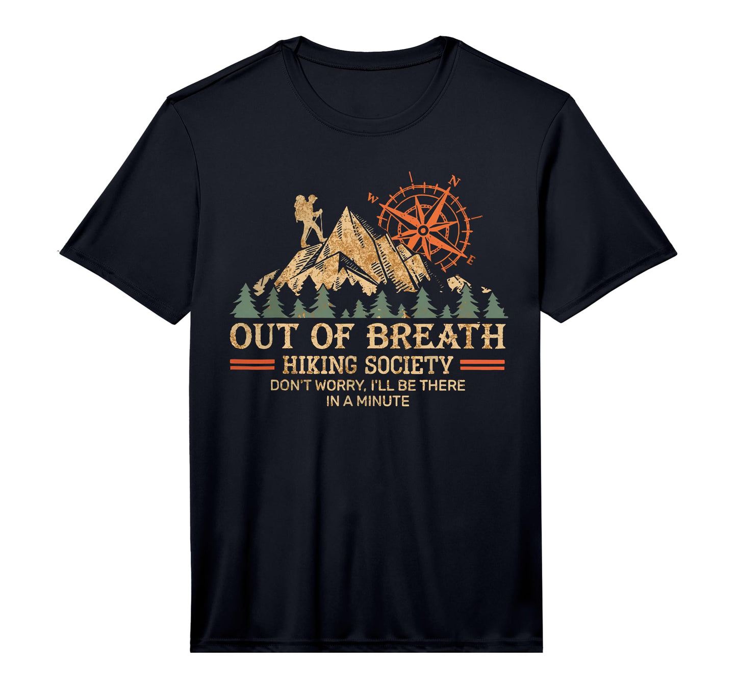 Out Breath Hiking Club Summer Holiday T-Shirt - Trendy Graphic Unisex - T-Shirt, Sweatshirt, Hoodie