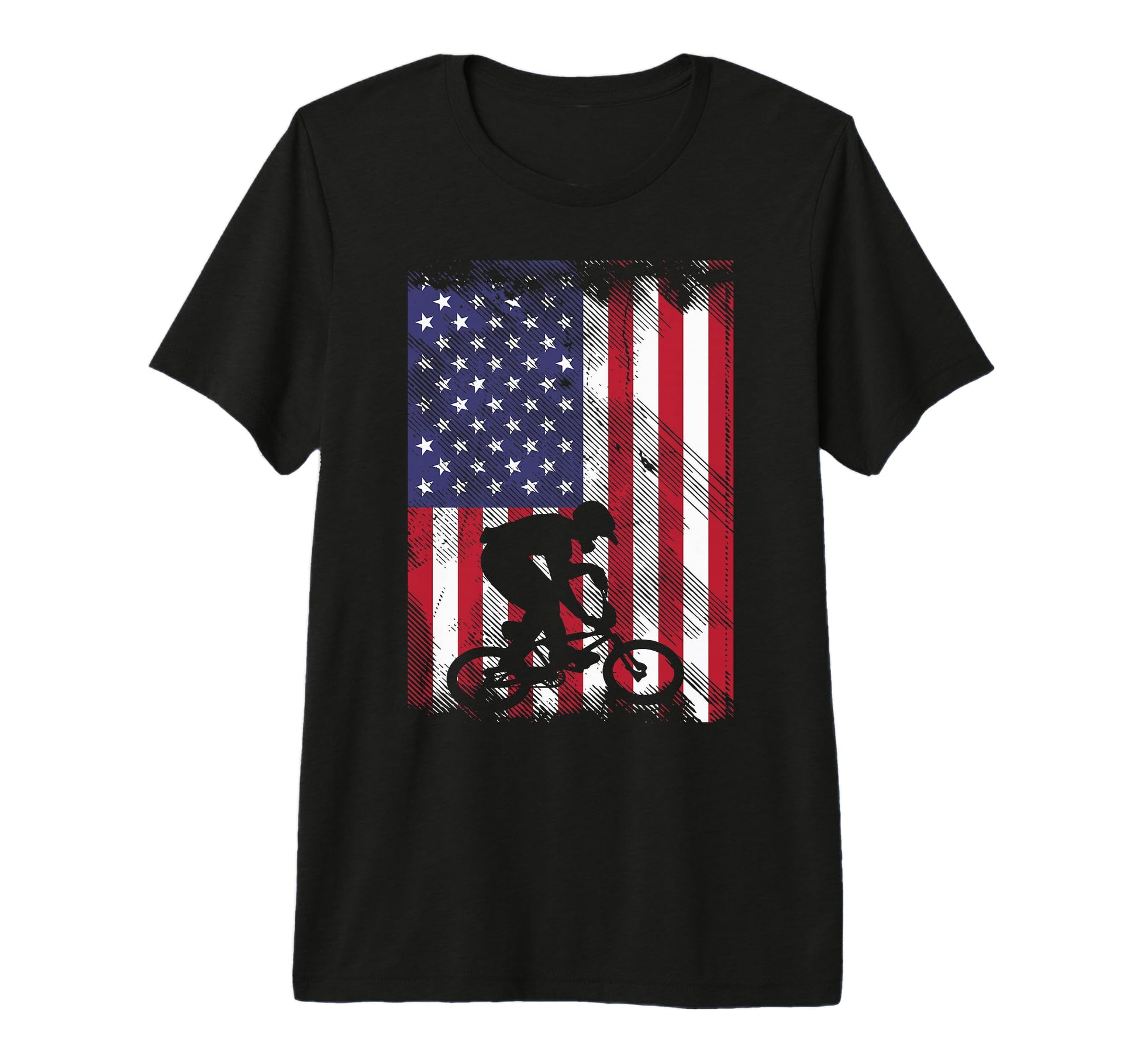American Flag Bmx Biker Bicycle Racing T-Shirt - Unique Graphic Men Women - T-Shirt, Sweatshirt, Hoodie