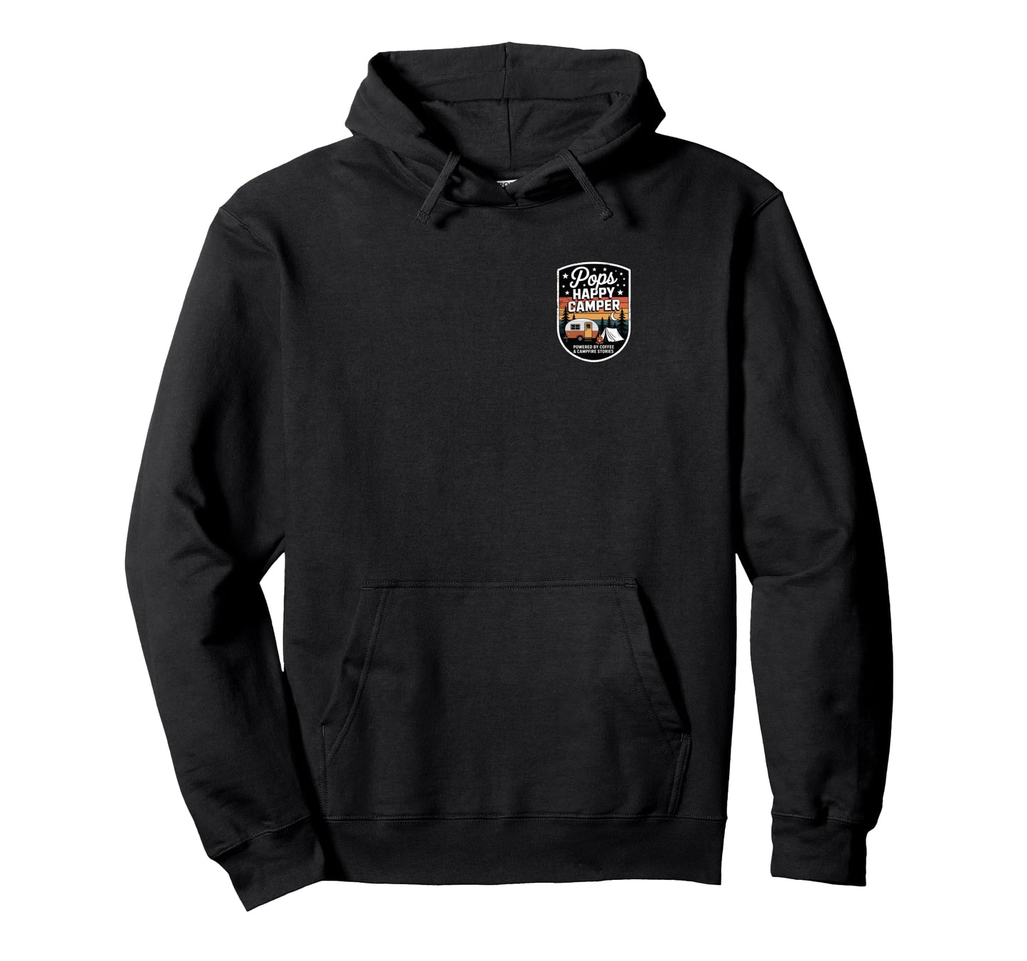 Pops Happy Camper Coffee And Campfire Hoodie - Unique Graphic Men Women - T-Shirt, Sweatshirt, Hoodie