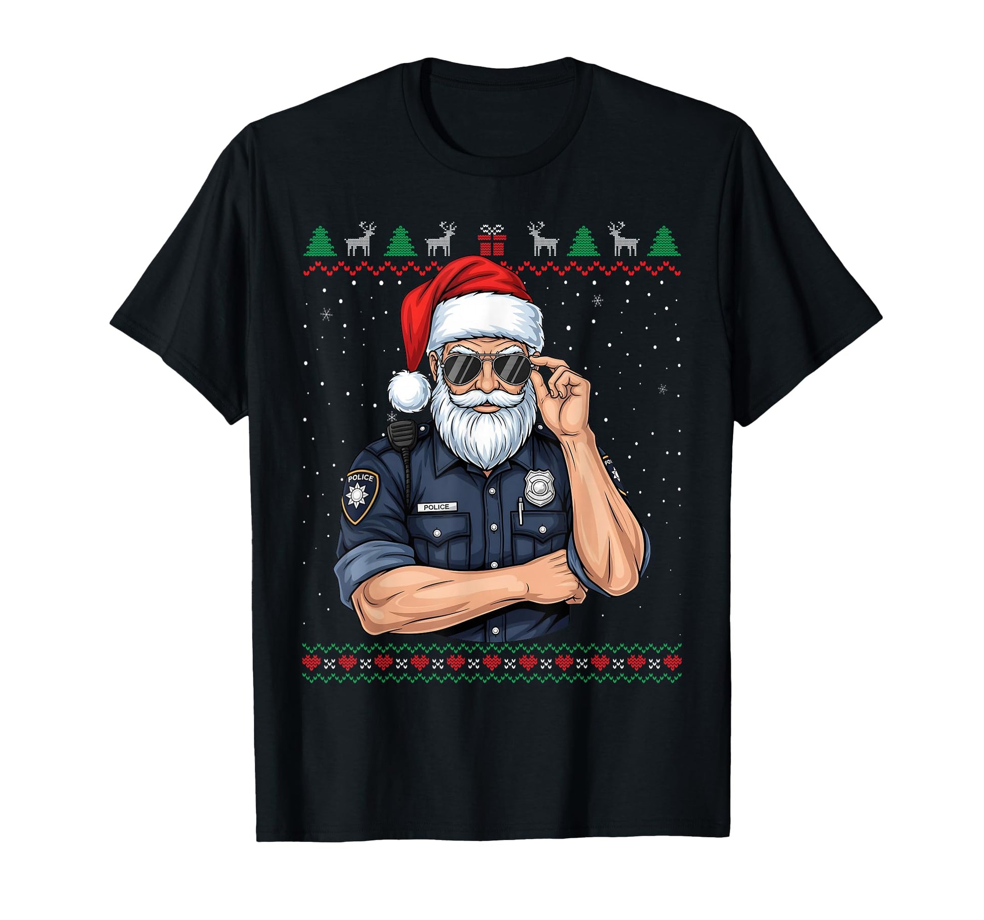 Santa Police Officer Funny Ugly T-Shirt - Novelty Apparel Men Women - T-Shirt, Sweatshirt, Hoodie