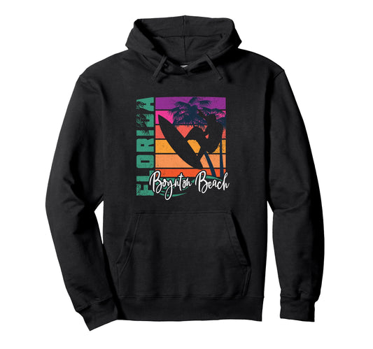 Boynton Beach Florida Surfing Palm Trees Hoodie - Custom Art Print Unisex - T-Shirt, Sweatshirt, Hoodie