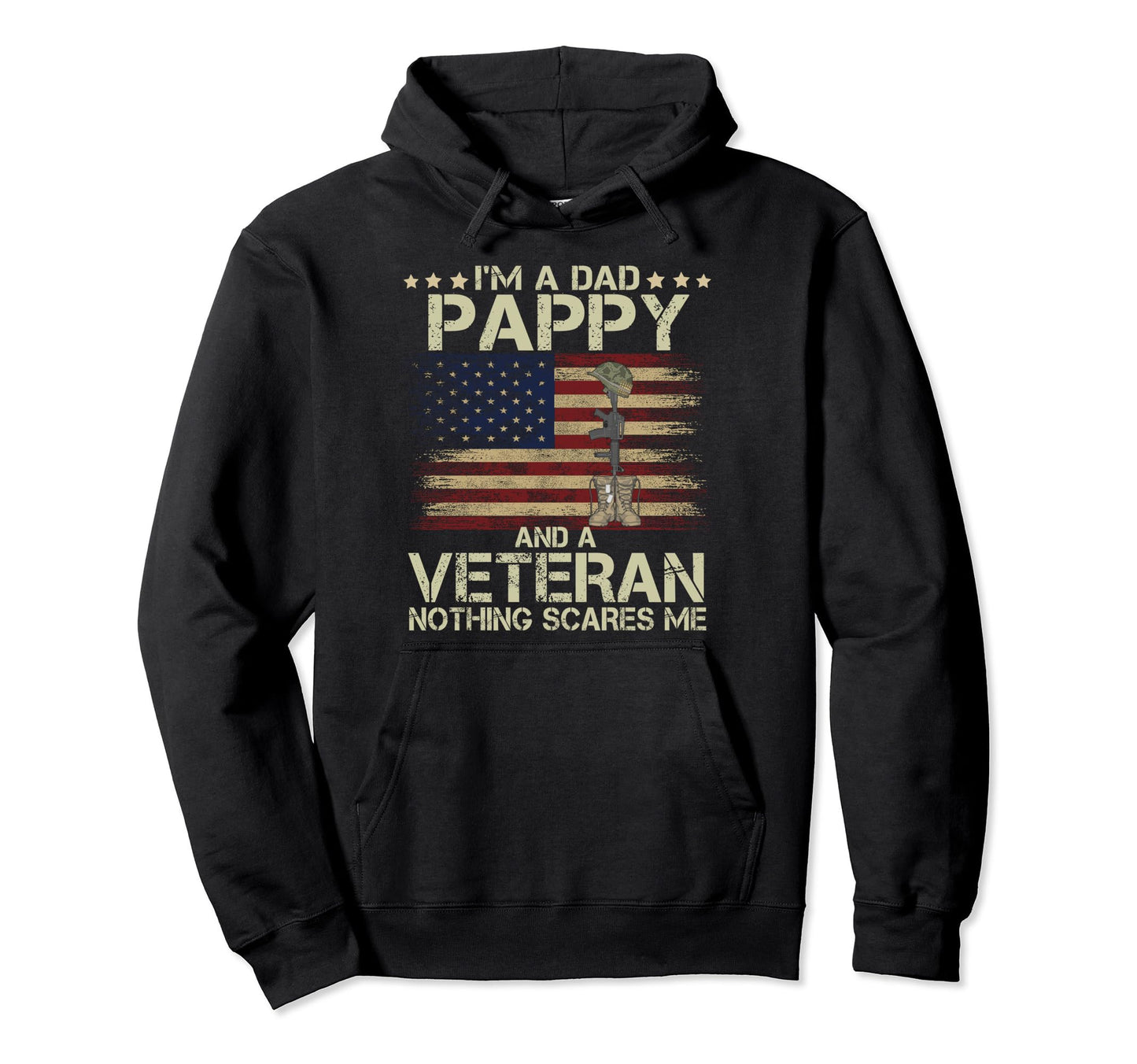 Dad Pappy Veteran American Flag Hoodie - Custom Art Print for Adults - T-Shirt, Sweatshirt, Hoodie