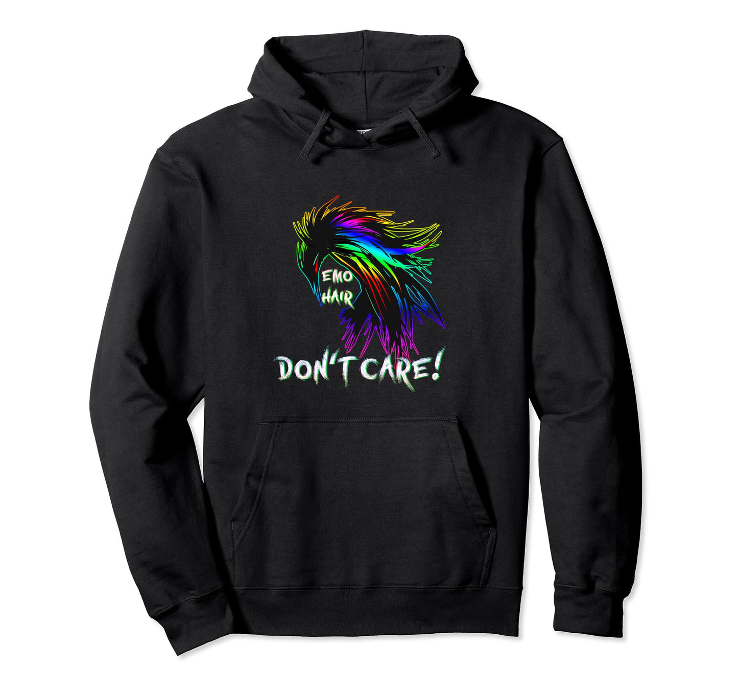 1990S 2000S Pop Emo Hair Dont Care Rainbow Hoodie - Graphic Print Men Women - T-Shirt, Sweatshirt, Hoodie