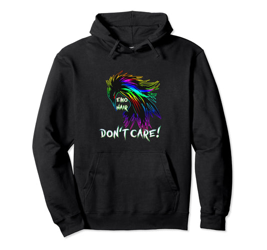 1990S 2000S Pop Emo Hair Dont Care Rainbow Hoodie - Graphic Print Men Women - T-Shirt, Sweatshirt, Hoodie