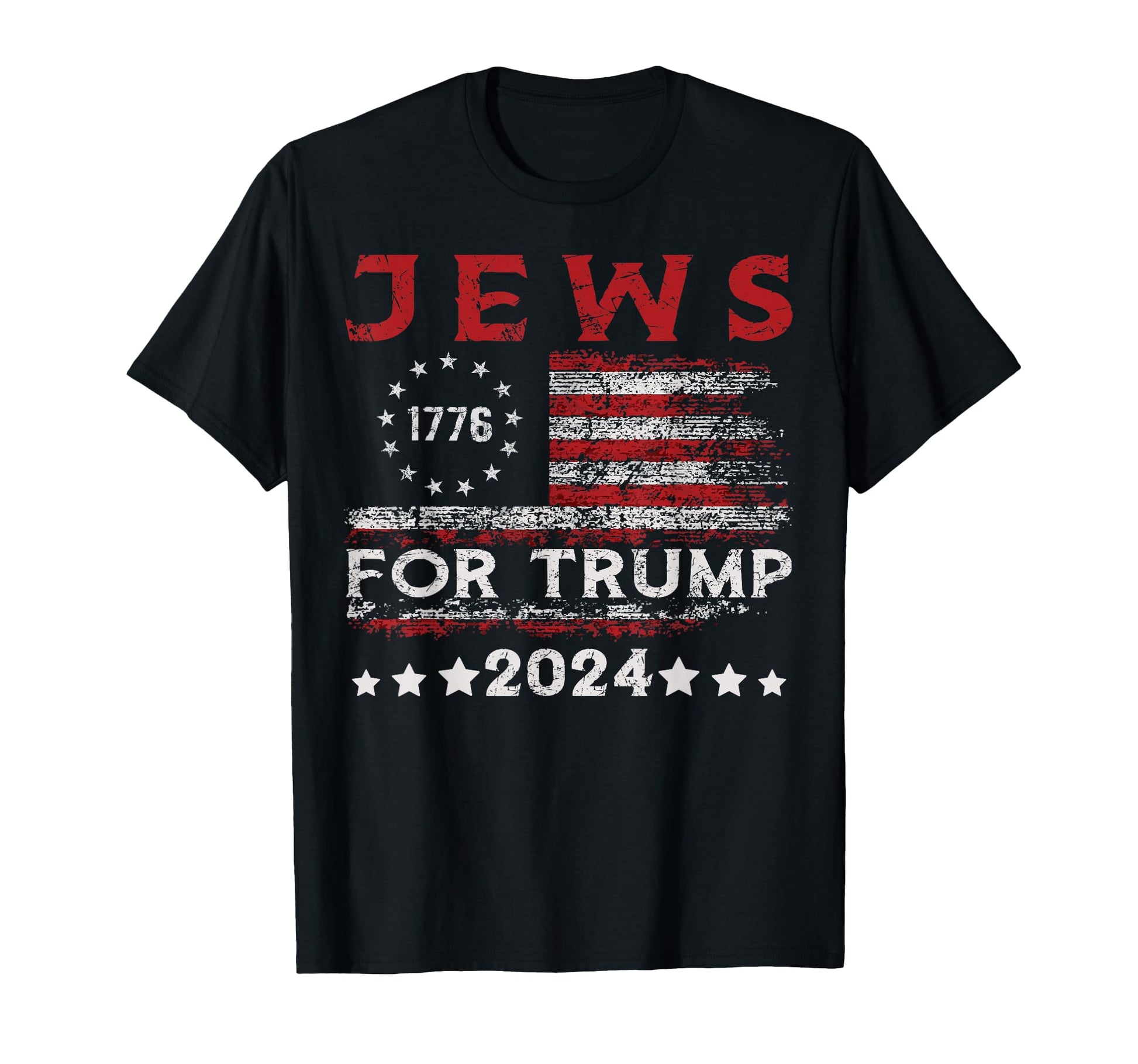 Jews Trump 2024 American Flag Jew T-Shirt - Fun Novelty Design for Adults - T-Shirt, Sweatshirt, Hoodie
