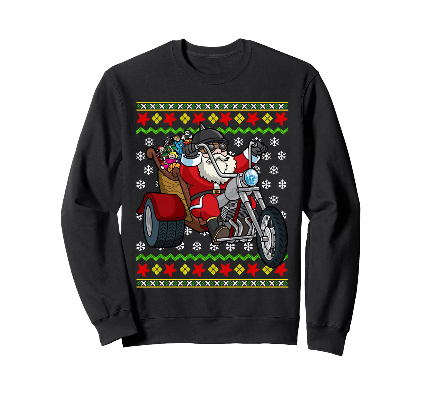 Santa Claus Biker Motorcycle Sweatshirt - Graphic Print Men Women - T-Shirt, Sweatshirt, Hoodie