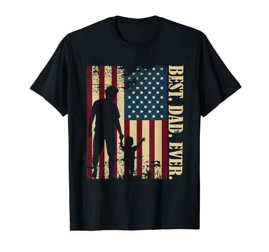 Best Dad Ever Us American Flag Fathers T-Shirt - Graphic Print for Adults - T-Shirt, Sweatshirt, Hoodie