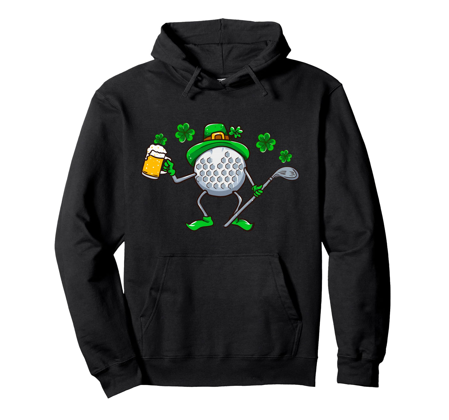 St Patricks Day Golf Golfing Irish Hoodie - Minimalist Print for Adults - T-Shirt, Sweatshirt, Hoodie