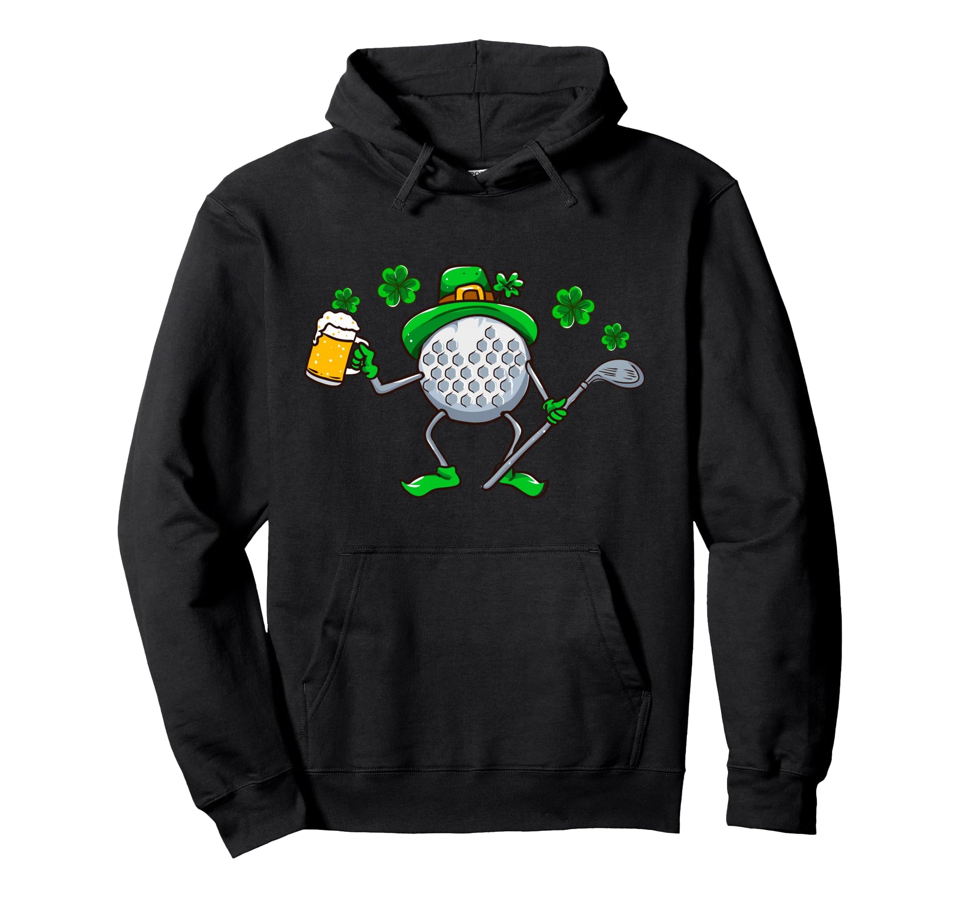 St Patricks Day Golf Golfing Irish Hoodie - Minimalist Print for Adults - T-Shirt, Sweatshirt, Hoodie