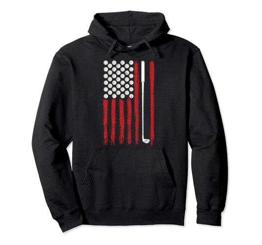 American Flag Golfing Golf Hoodie - Unique Graphic Men Women - T-Shirt, Sweatshirt, Hoodie