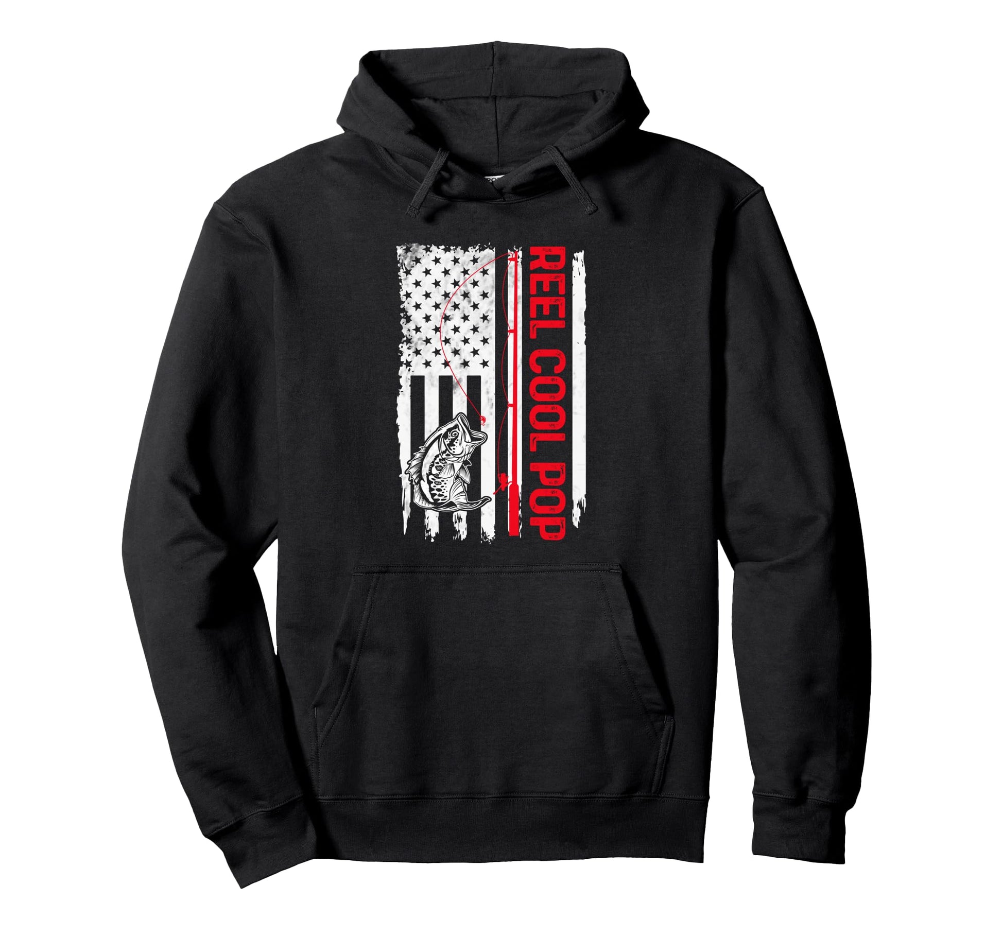 Mens Reel Pop Fishing American Flag Hoodie - Streetwear Style Men Women - T-Shirt, Sweatshirt, Hoodie