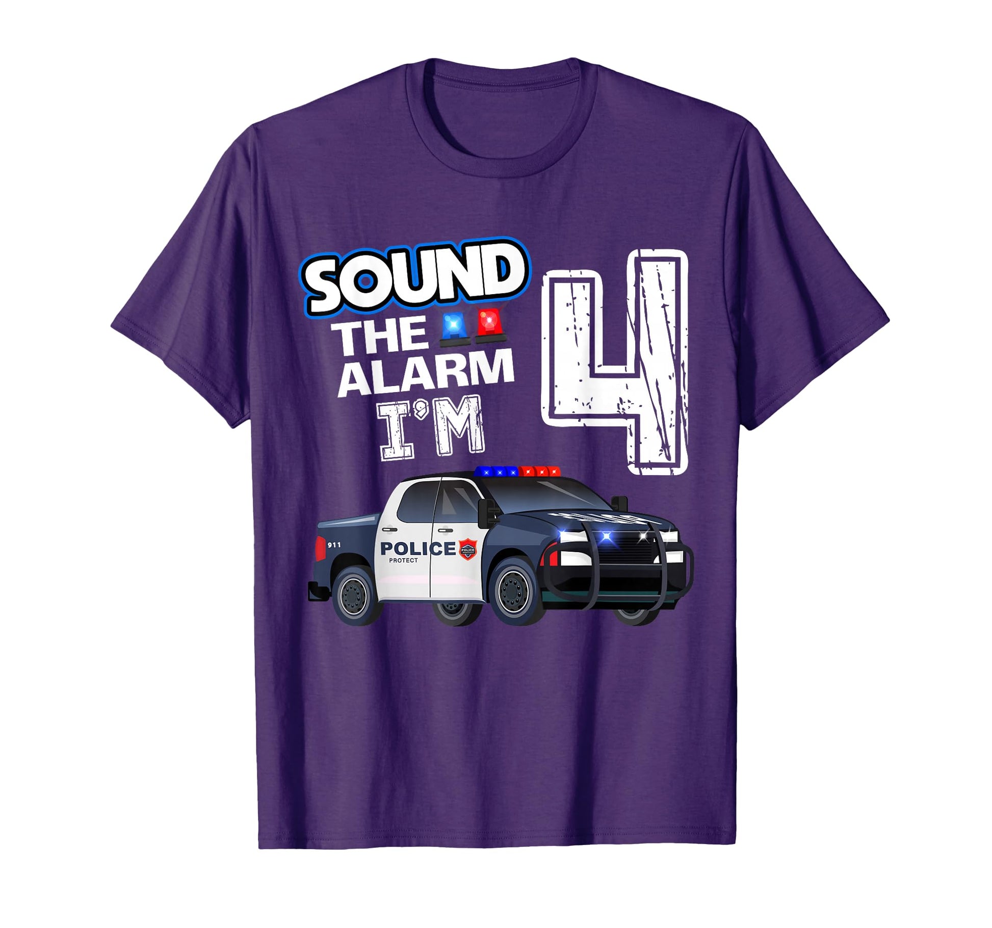 4Th B Day Police Car Policeman T-Shirt - Custom Art Print for Adults - T-Shirt, Sweatshirt, Hoodie