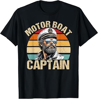 Vintage Motor Boat Captain Retro 70s 80s Sailor Boating Mens T-Shirt Unisex T-shirt, Sweatshirt, Hoodie, Long Sleeve Tee - T-Shirt, Sweatshirt, Hoodie