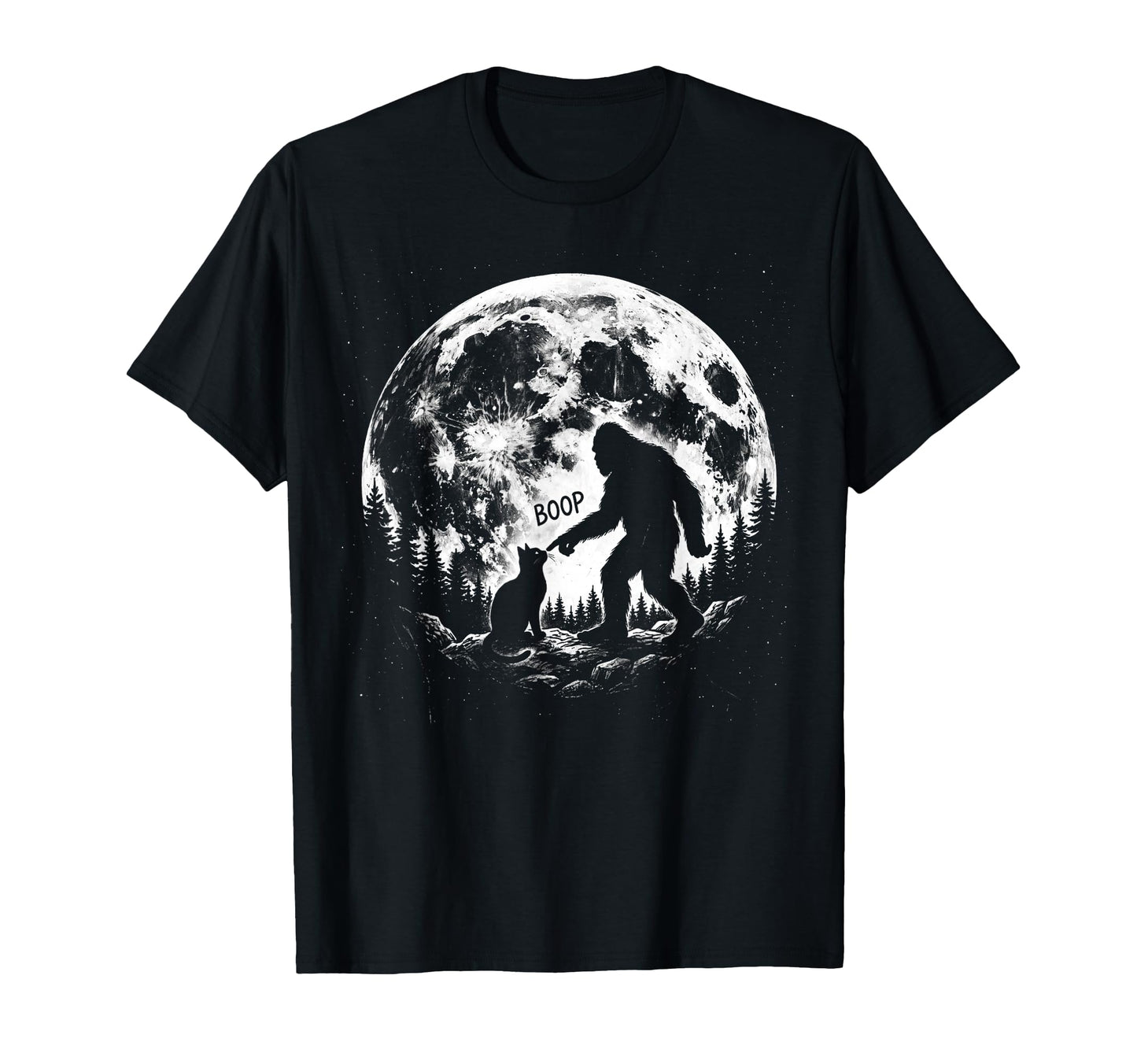 Bigfoot Boop Nose Cat Moon Funny T-Shirt - Minimalist Print Men Women - T-Shirt, Sweatshirt, Hoodie