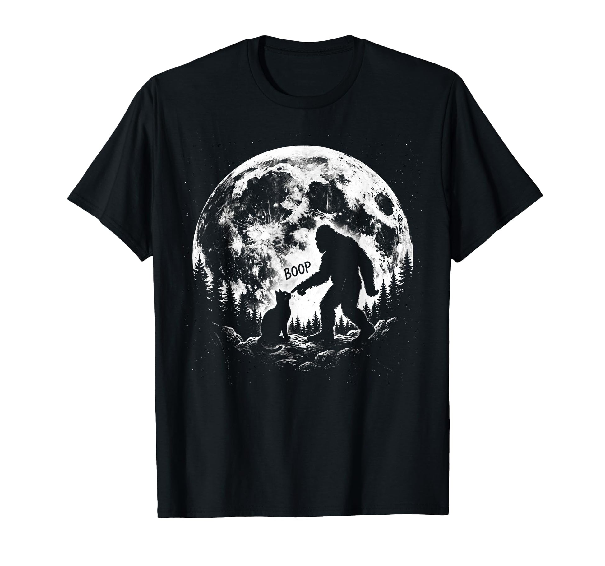 Bigfoot Boop Nose Cat Moon Funny T-Shirt - Minimalist Print Men Women - T-Shirt, Sweatshirt, Hoodie