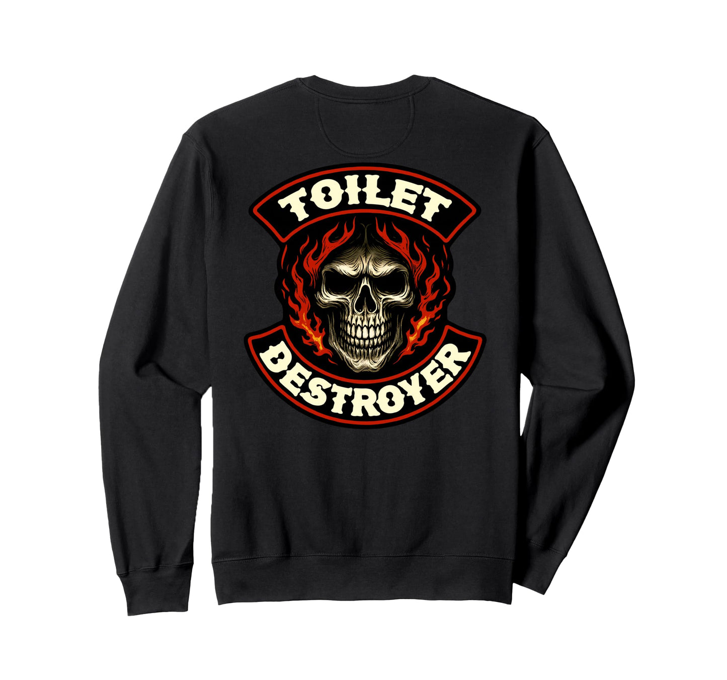 Toilet Destroyer Skull Biker Patch Sweatshirt - Custom Art Print Unisex - T-Shirt, Sweatshirt, Hoodie