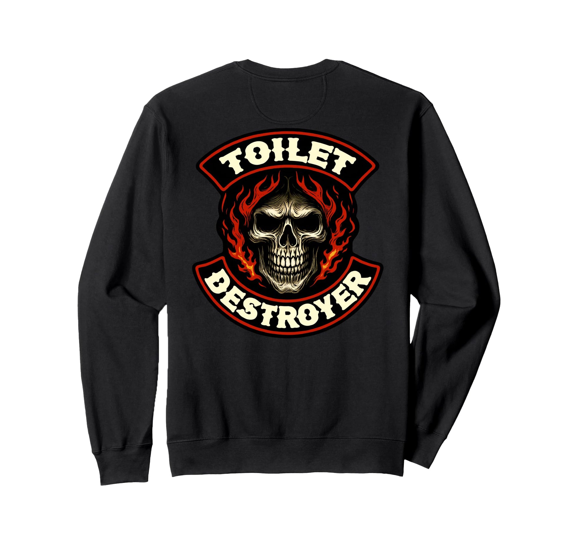 Toilet Destroyer Skull Biker Patch Sweatshirt - Custom Art Print Unisex - T-Shirt, Sweatshirt, Hoodie