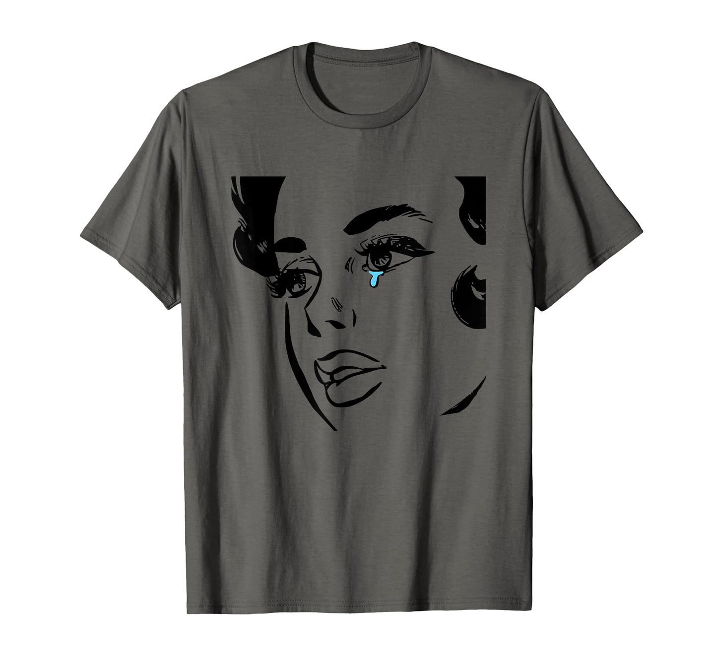 Crying Single Tear Emotion Pop Art T-Shirt - Graphic Print Unisex - T-Shirt, Sweatshirt, Hoodie
