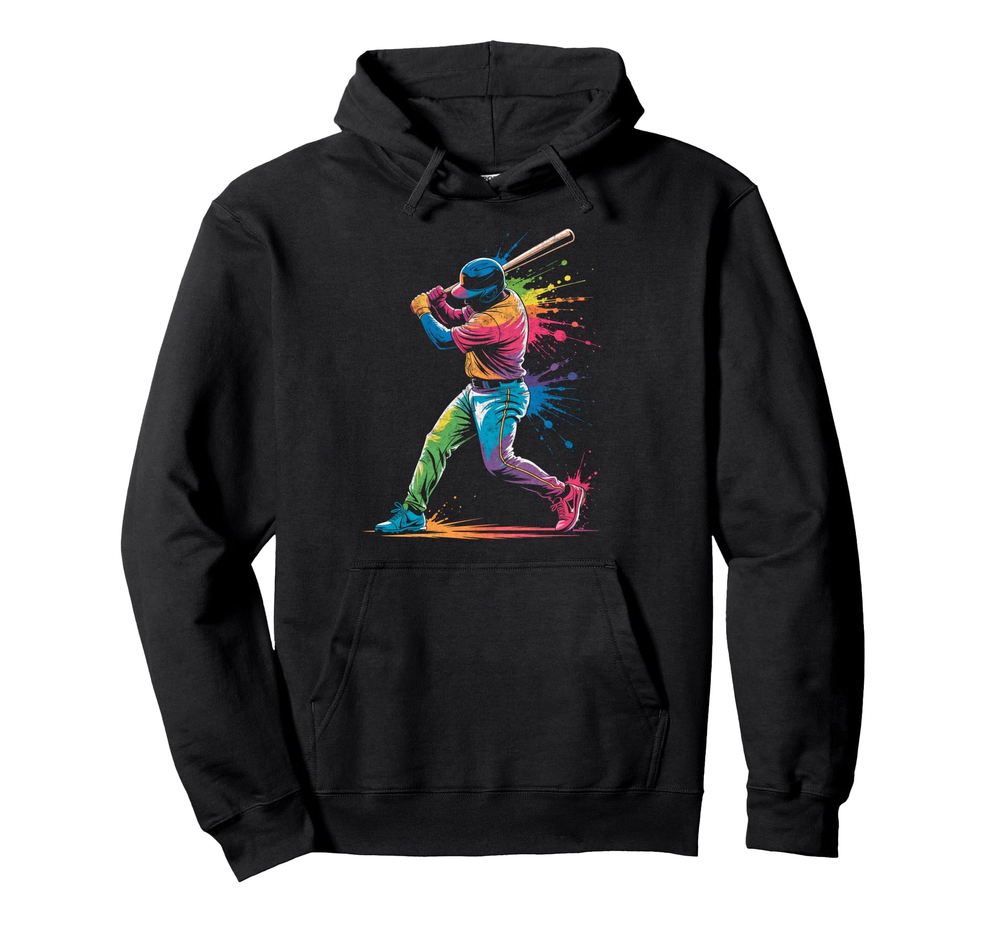 Paint Splash Baseball Player Coach Hoodie - Custom Art Print for Adults - T-Shirt, Sweatshirt, Hoodie