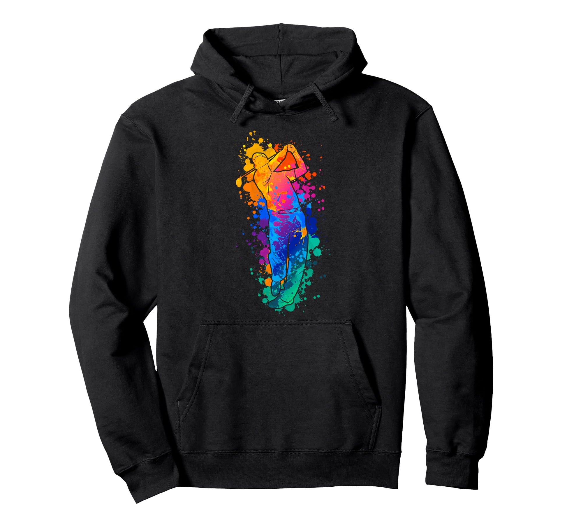 Colorful Paint Splash Golf Player Vibes Hoodie - Unique Graphic Men Women - T-Shirt, Sweatshirt, Hoodie