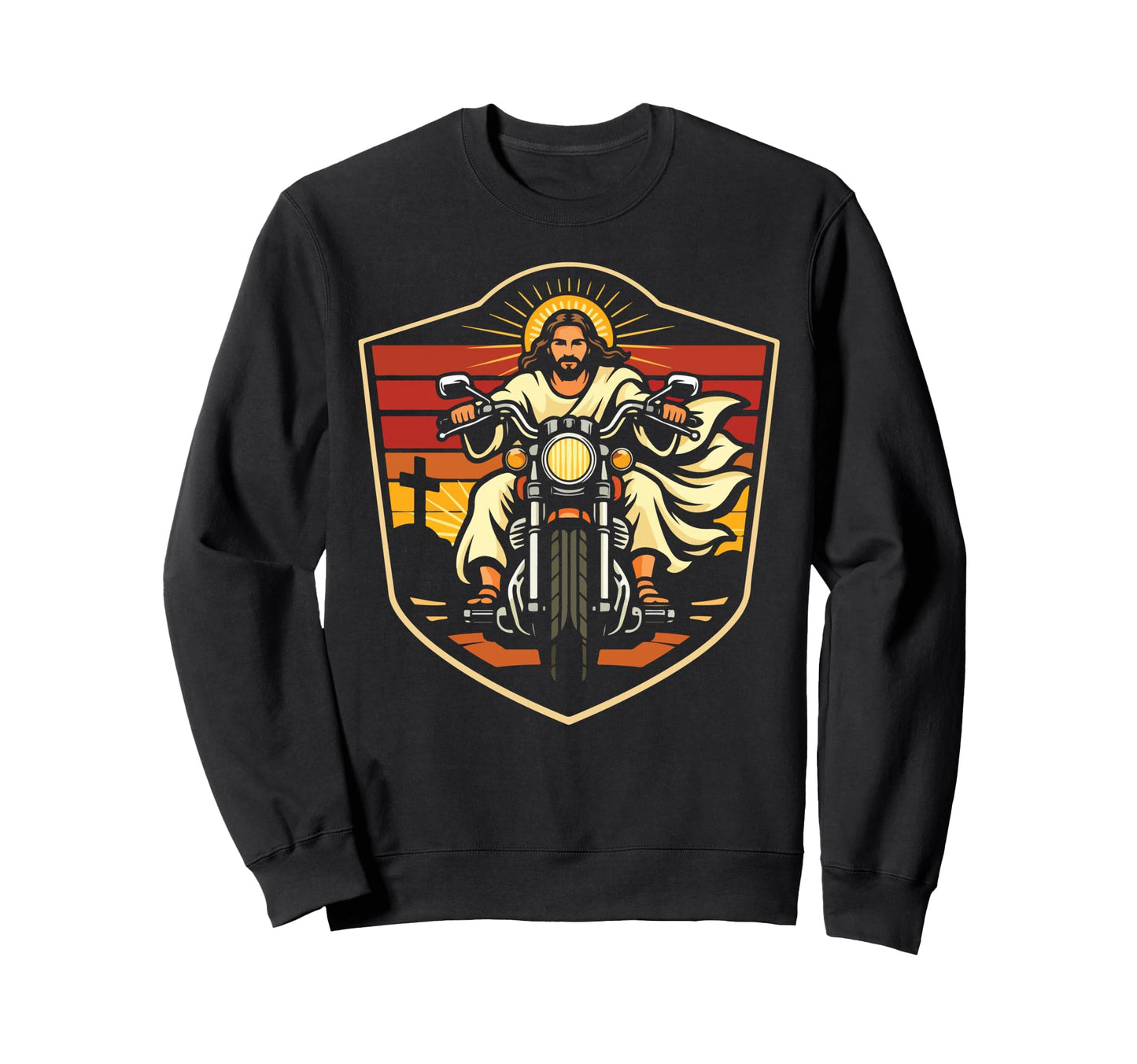 Christian Motorcycle Biker Jesus Sweatshirt - Graphic Print for Adults - T-Shirt, Sweatshirt, Hoodie