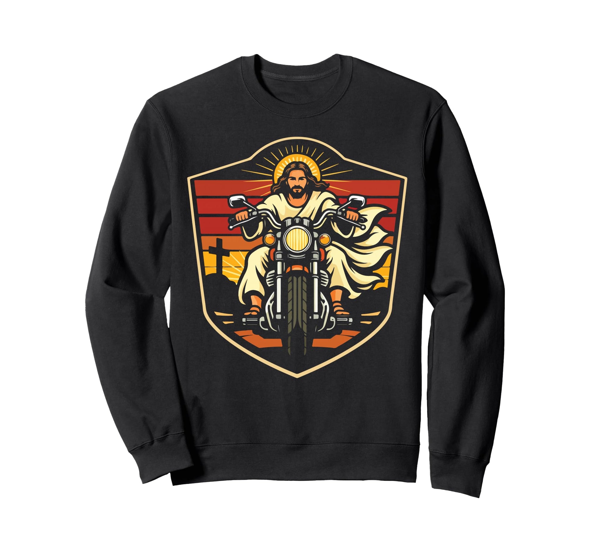 Christian Motorcycle Biker Jesus Sweatshirt - Graphic Print for Adults - T-Shirt, Sweatshirt, Hoodie