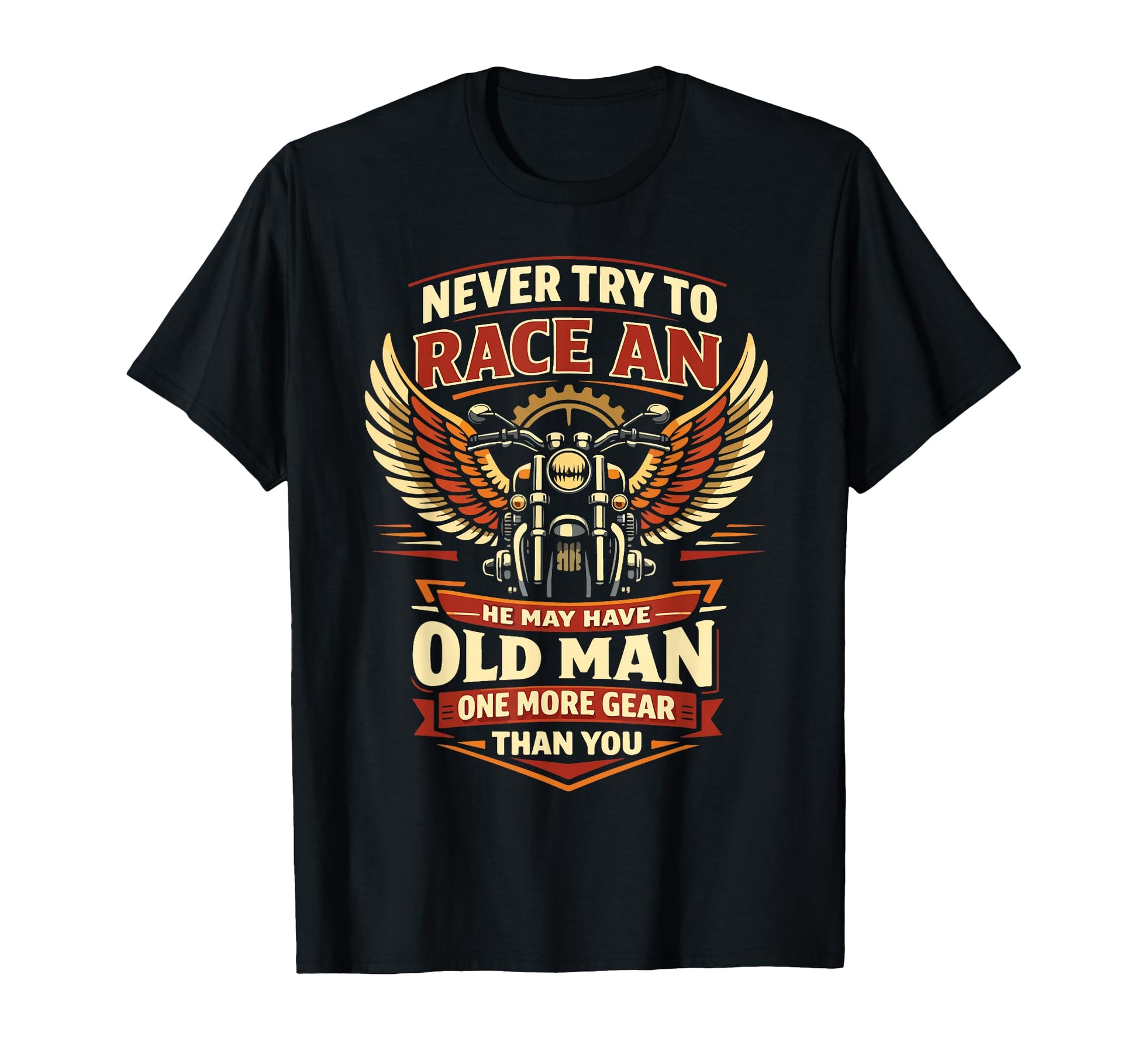 Motorcycle Biker Grandpa Retired Never T-Shirt - Minimalist Print Men Women - T-Shirt, Sweatshirt, Hoodie
