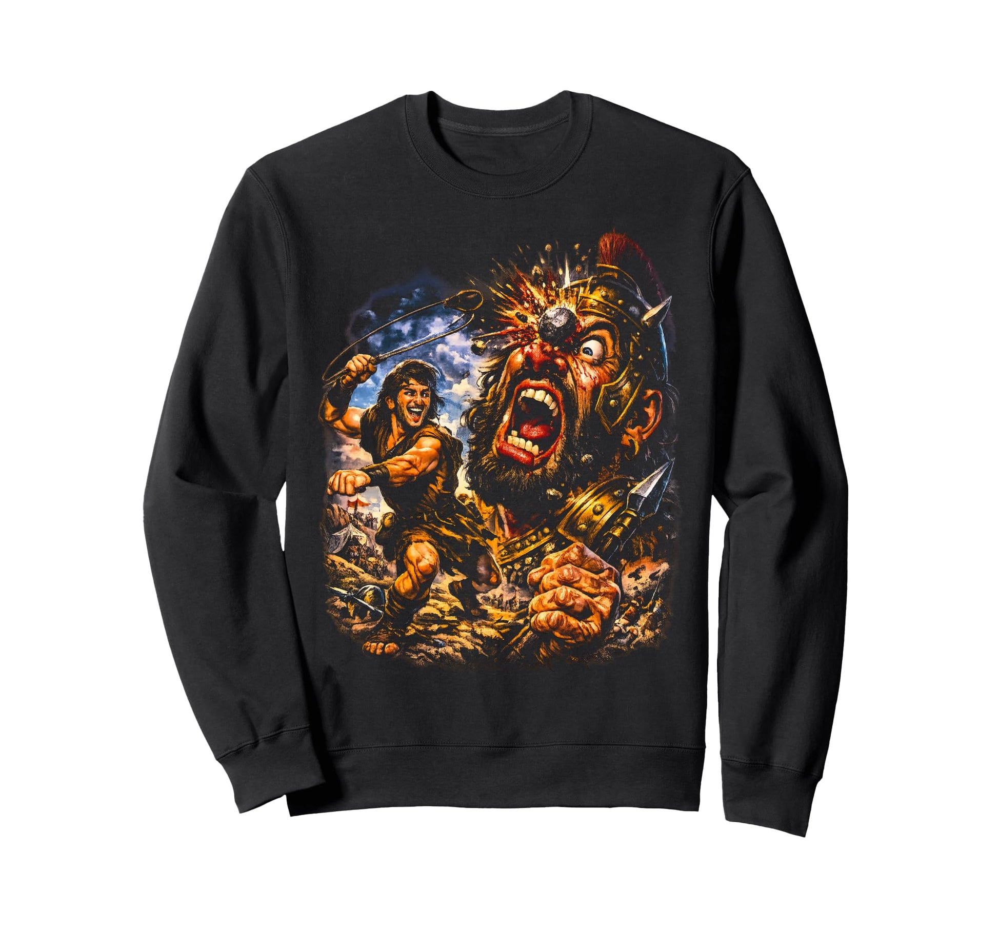 80S David And Goliath Streetwear Sweatshirt - Graphic Print Unisex - T-Shirt, Sweatshirt, Hoodie