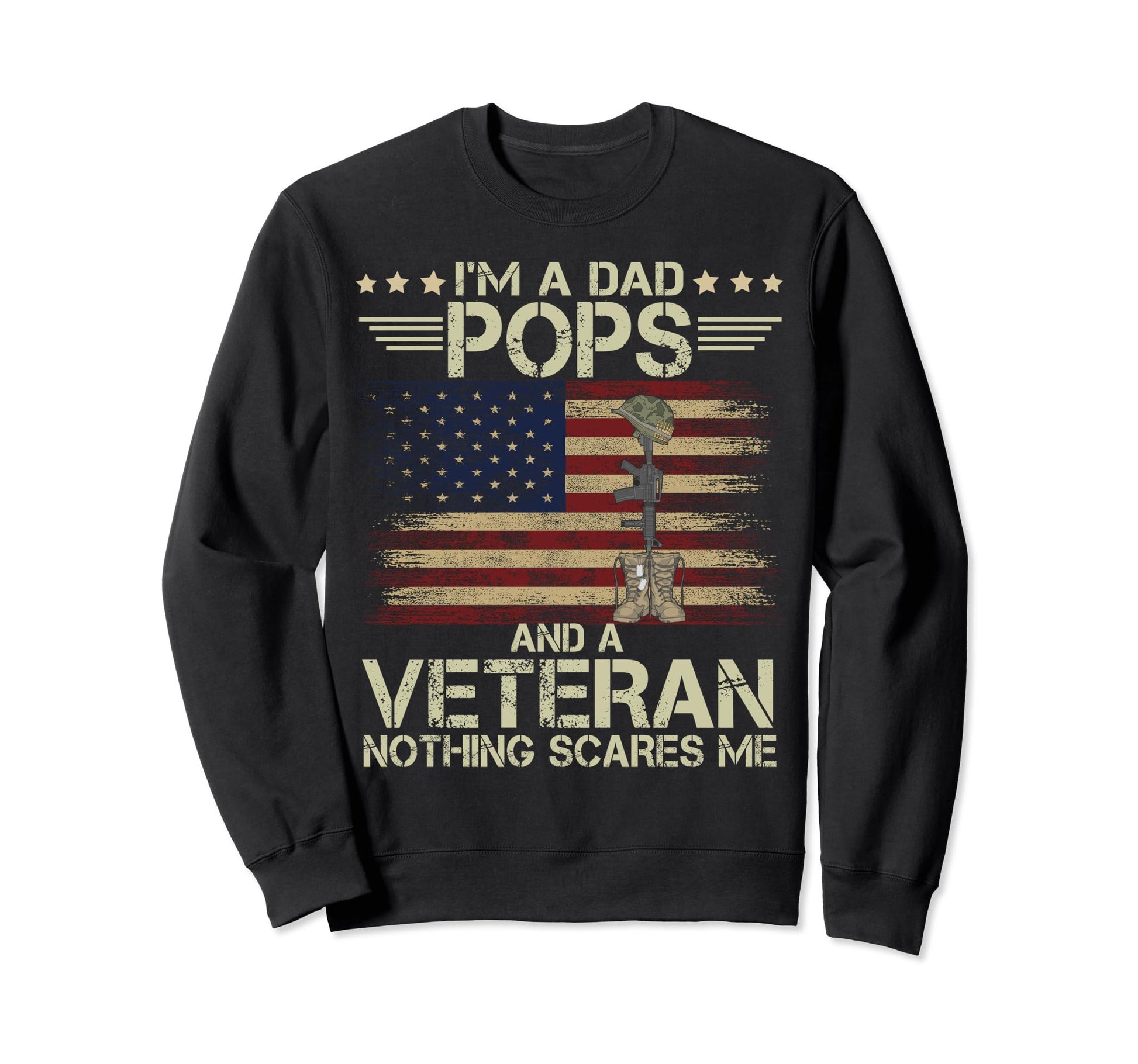 Dad Pops Veteran American Flag Sweatshirt - Minimalist Print for Adults - T-Shirt, Sweatshirt, Hoodie