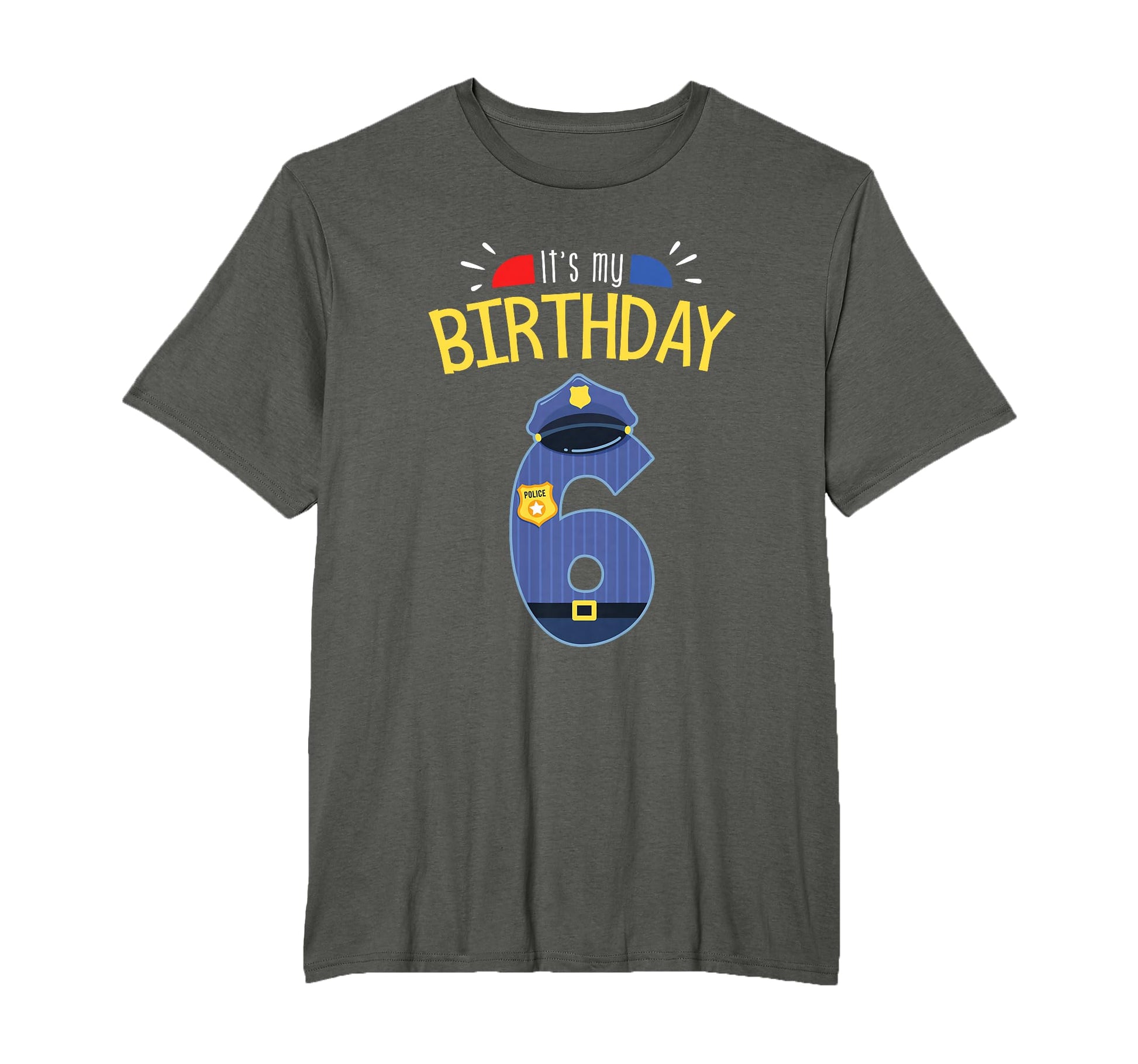 6Th Birthday 6 Year Old Police T-Shirt - Minimalist Print for Adults - T-Shirt, Sweatshirt, Hoodie