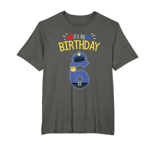 6Th Birthday 6 Year Old Police T-Shirt - Minimalist Print for Adults - T-Shirt, Sweatshirt, Hoodie