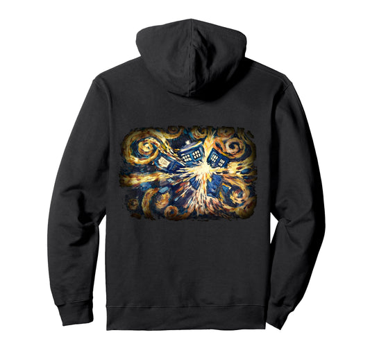 Art Tardis Van Gogh Time Travel Sci Fi Hoodie - Unique Graphic for Adults - T-Shirt, Sweatshirt, Hoodie