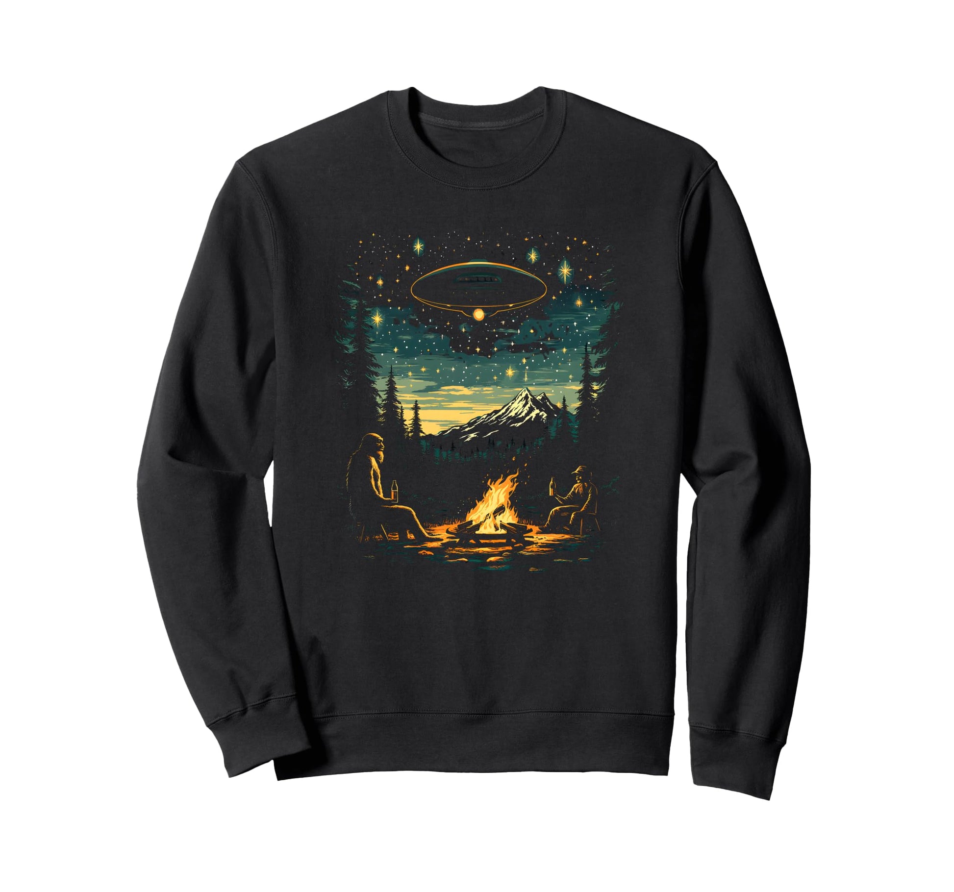 Bigfoot And Alien Camping Sweatshirt - Streetwear Style Men Women - T-Shirt, Sweatshirt, Hoodie