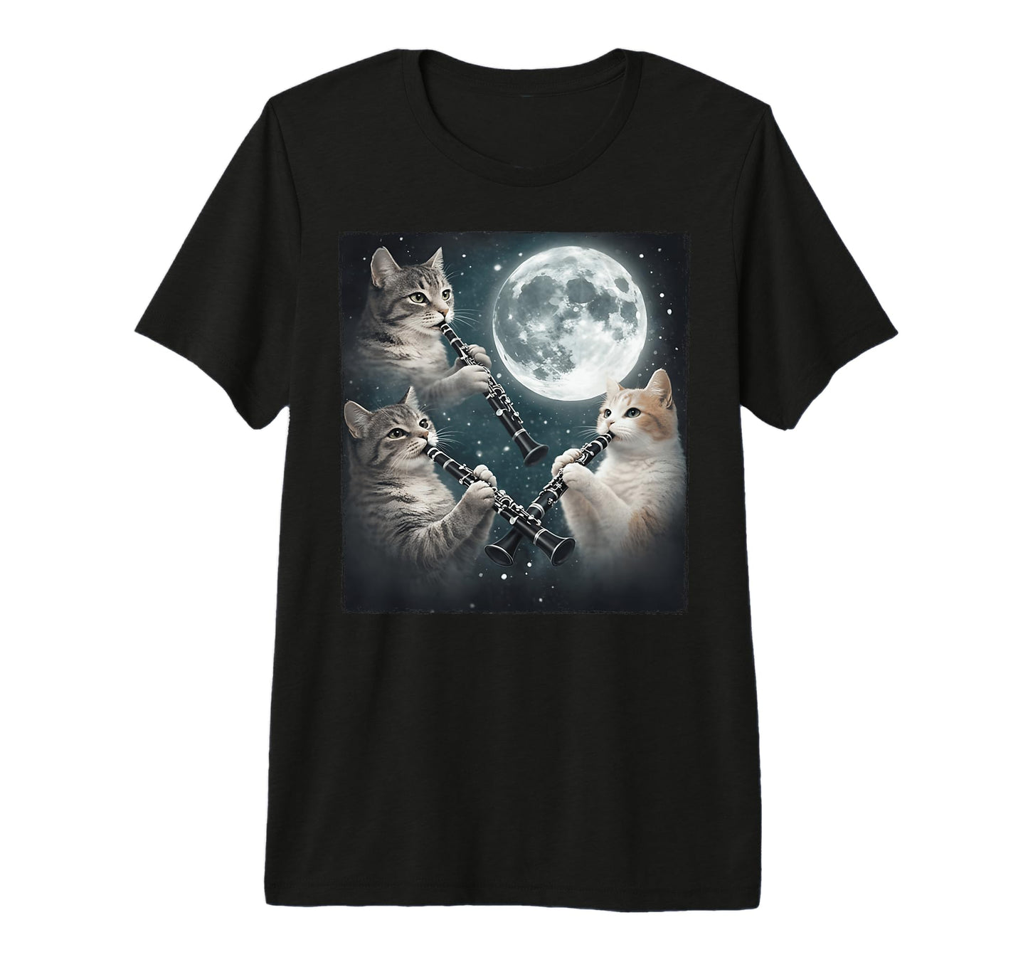 Cat Playing Clarinet Music Funny T-Shirt - Graphic Print for Adults - T-Shirt, Sweatshirt, Hoodie