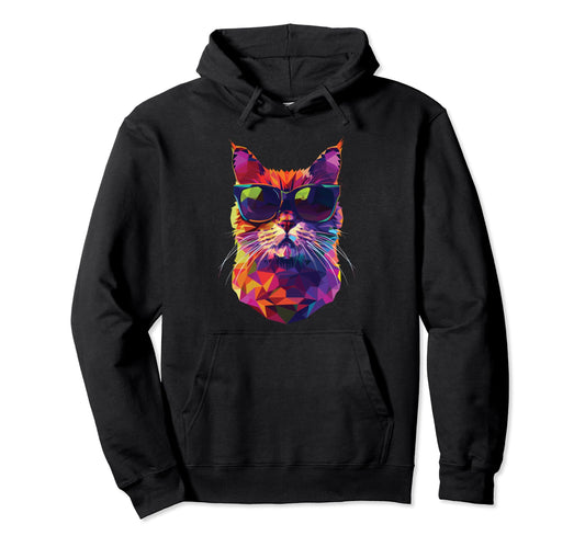 Cat Dad Mom Sunglasses Scottish Fold Hoodie - Minimalist Print Men Women - T-Shirt, Sweatshirt, Hoodie