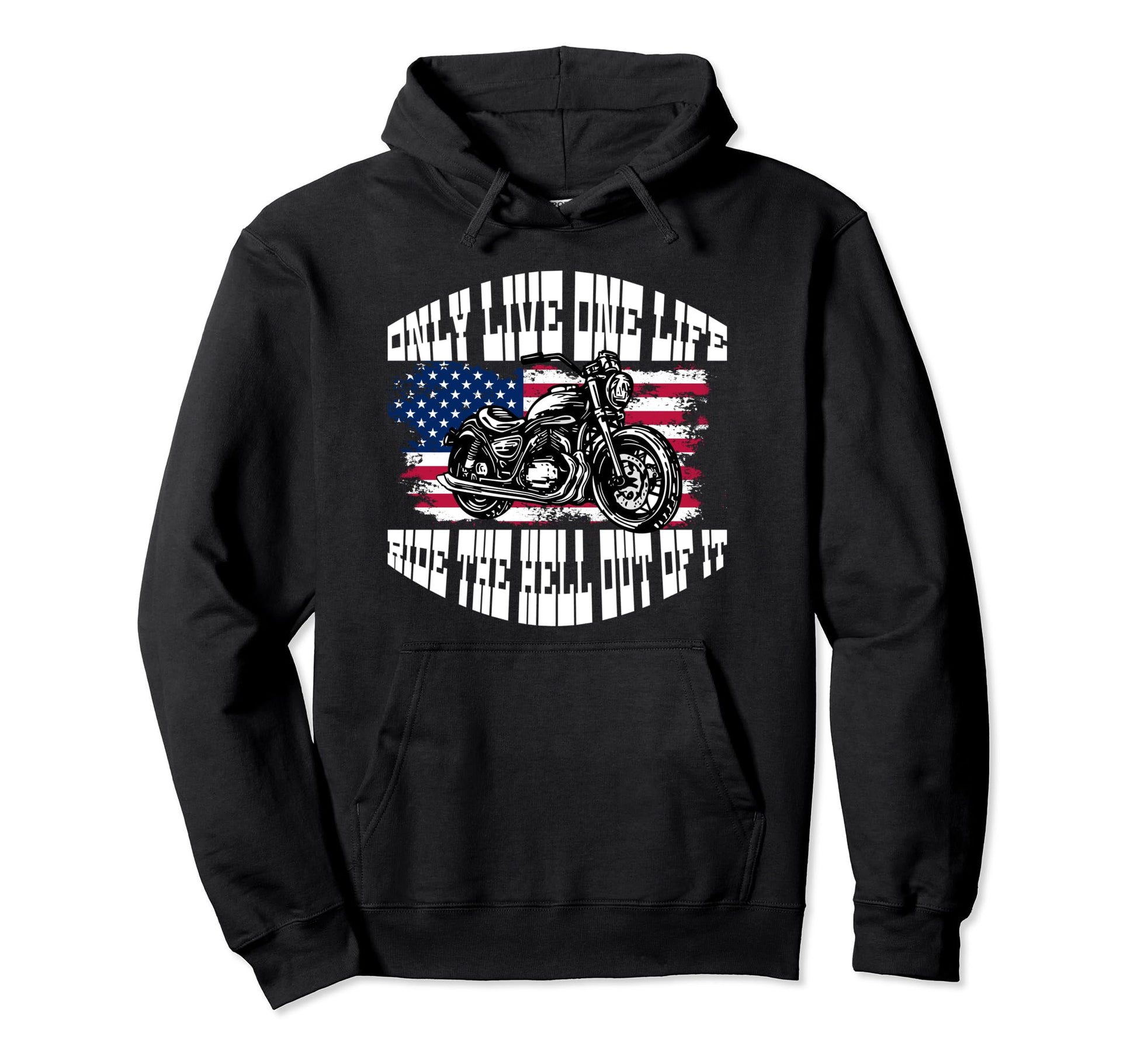 Us Flag Biker Dad Motorcycle Fathers Day Hoodie - Unique Graphic Unisex - T-Shirt, Sweatshirt, Hoodie